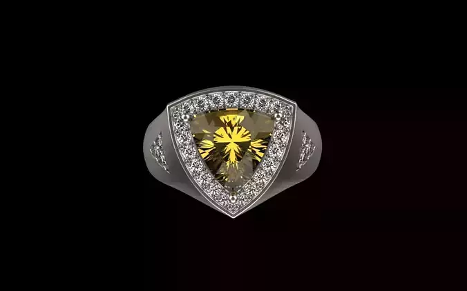 triangle signet ring with trillion gem model 1207 3D print model