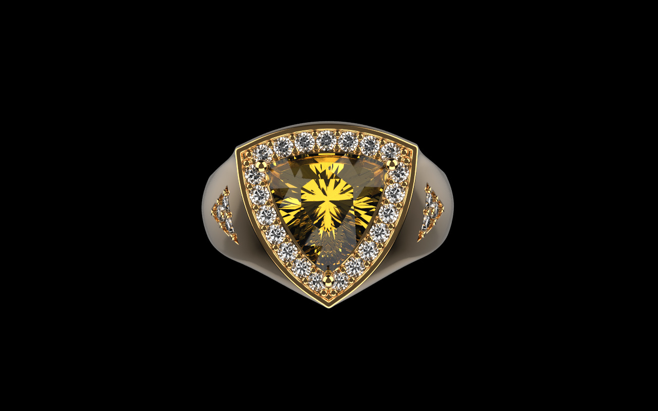 triangle signet ring with trillion gem model 1207 3D print model_11