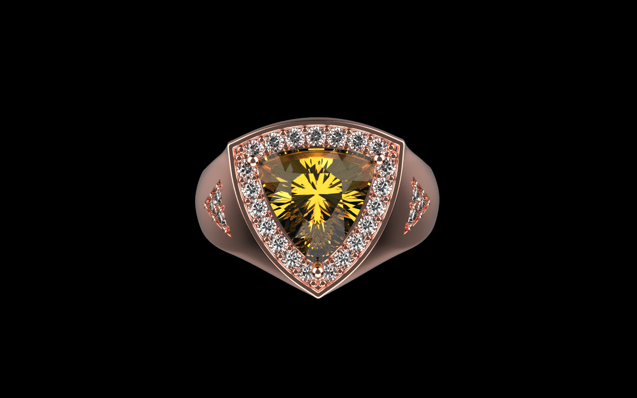 triangle signet ring with trillion gem model 1207 3D print model_12