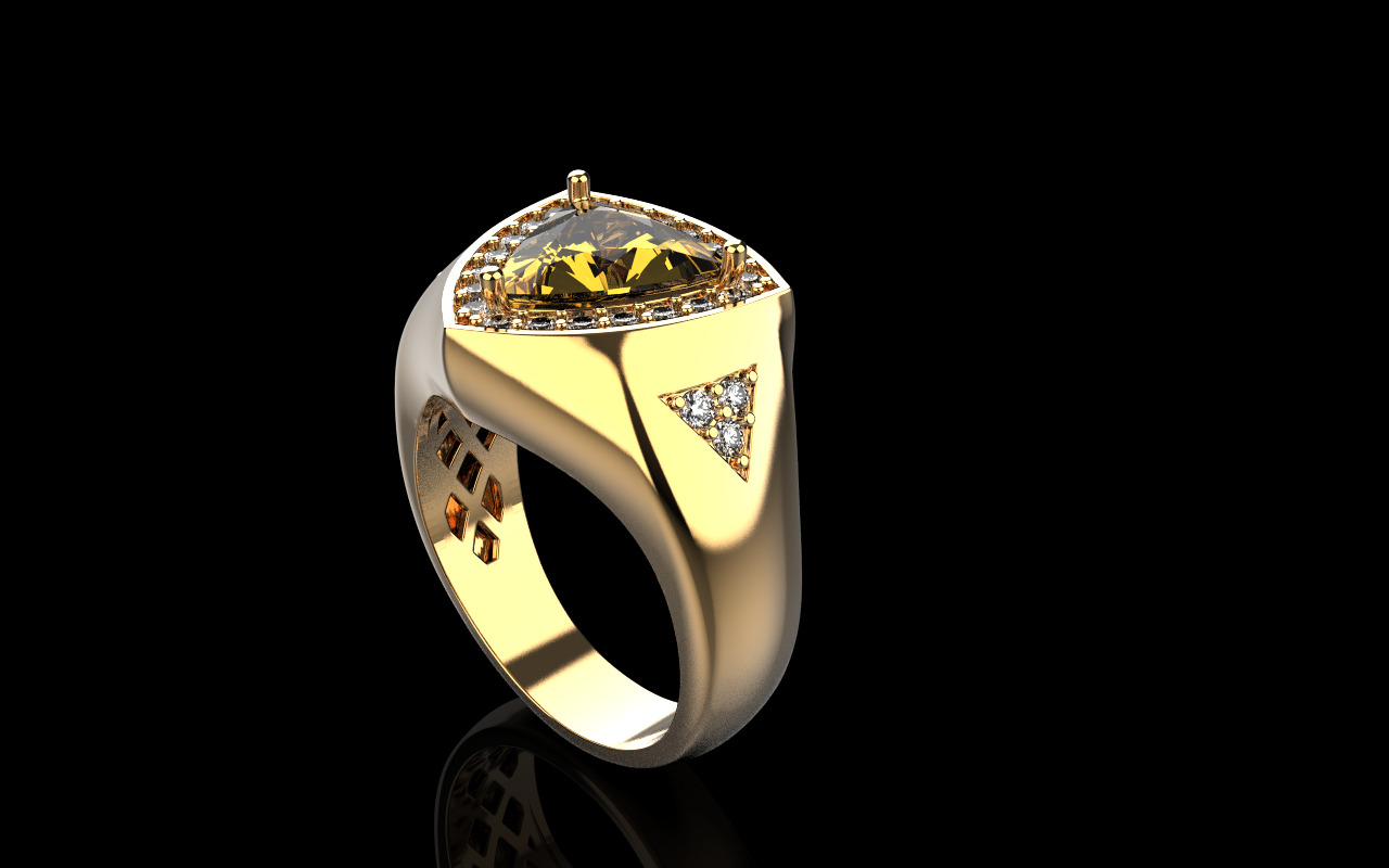 triangle signet ring with trillion gem model 1207 3D print model_21