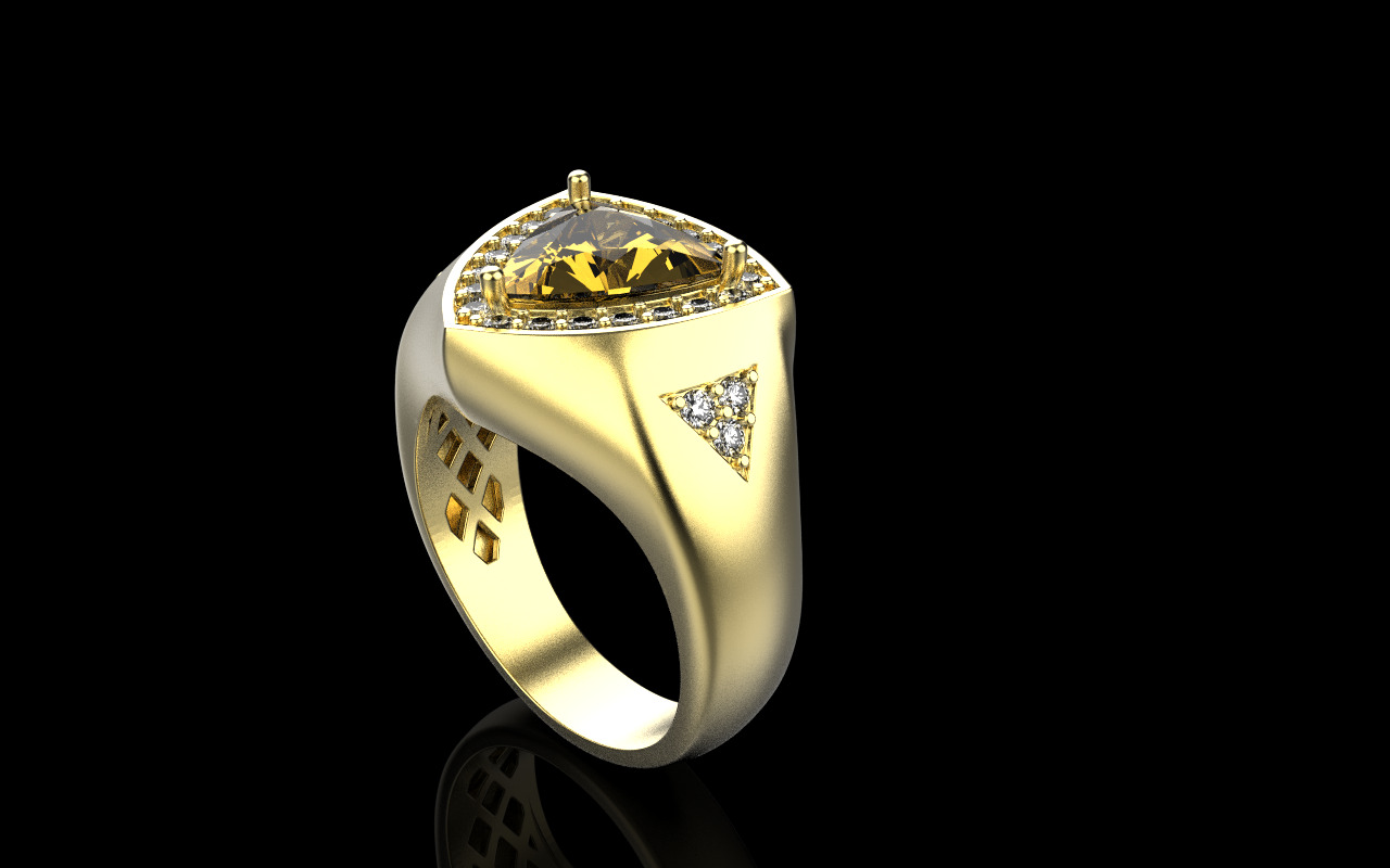 triangle signet ring with trillion gem model 1207 3D print model_20
