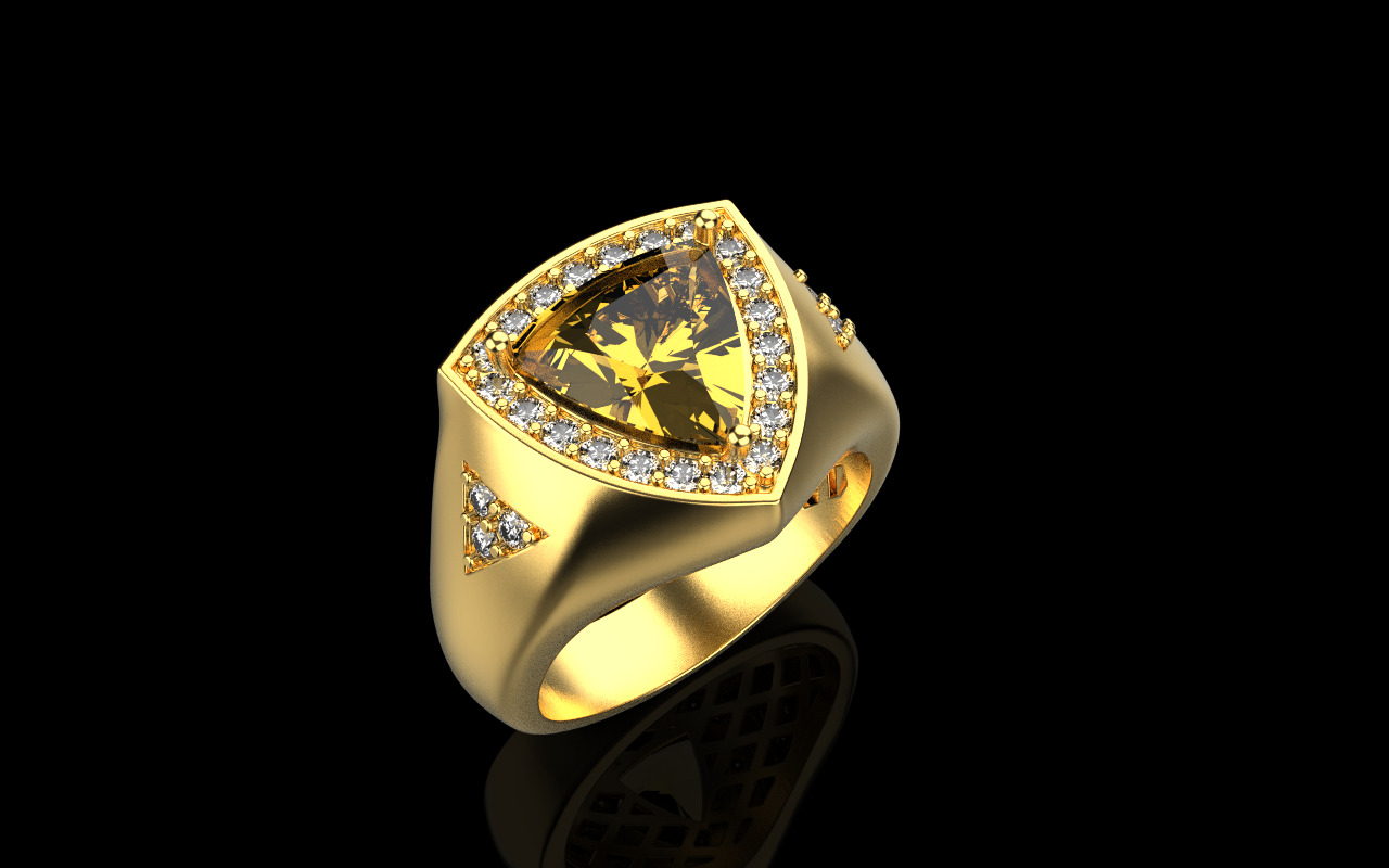 triangle signet ring with trillion gem model 1207 3D print model_14
