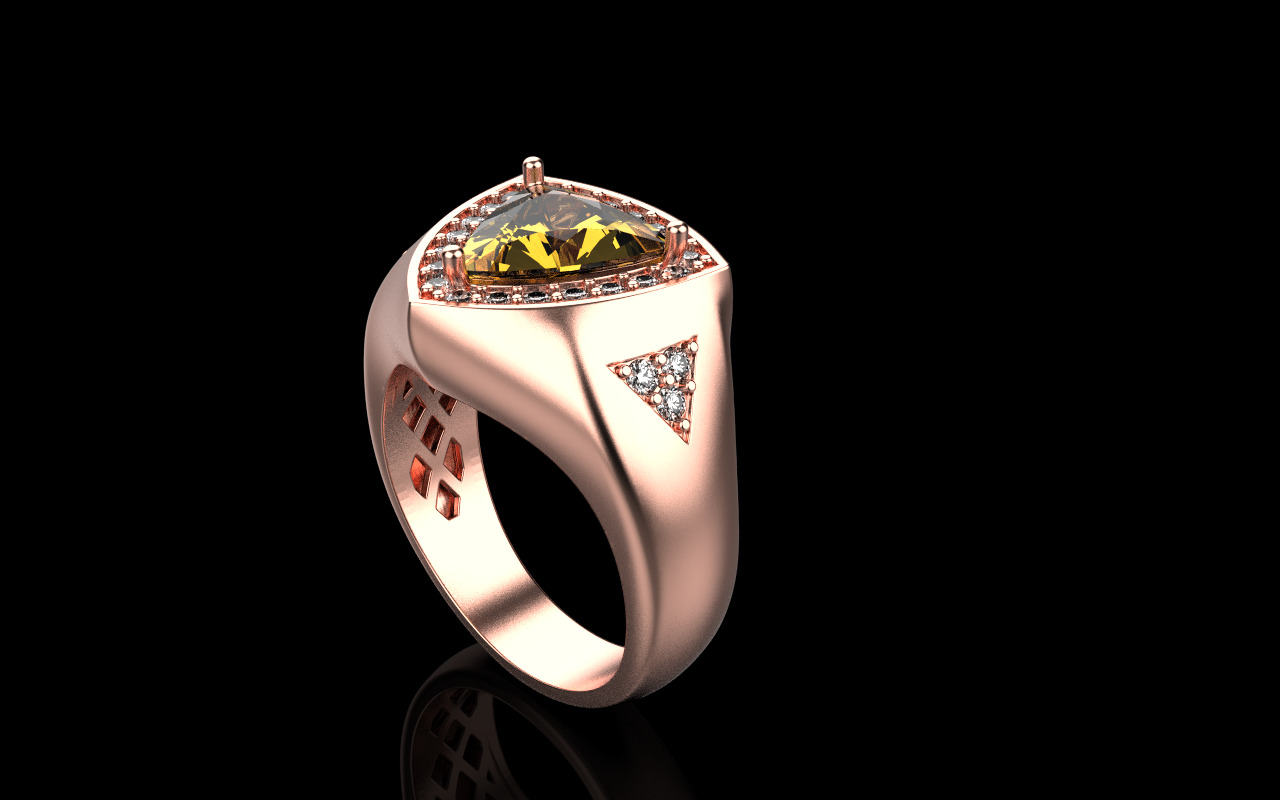 triangle signet ring with trillion gem model 1207 3D print model_22