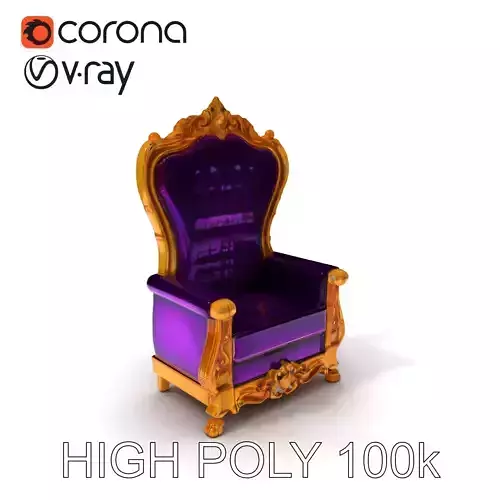 Royal Throne Armchair D Model Pack Low-poly 3D model