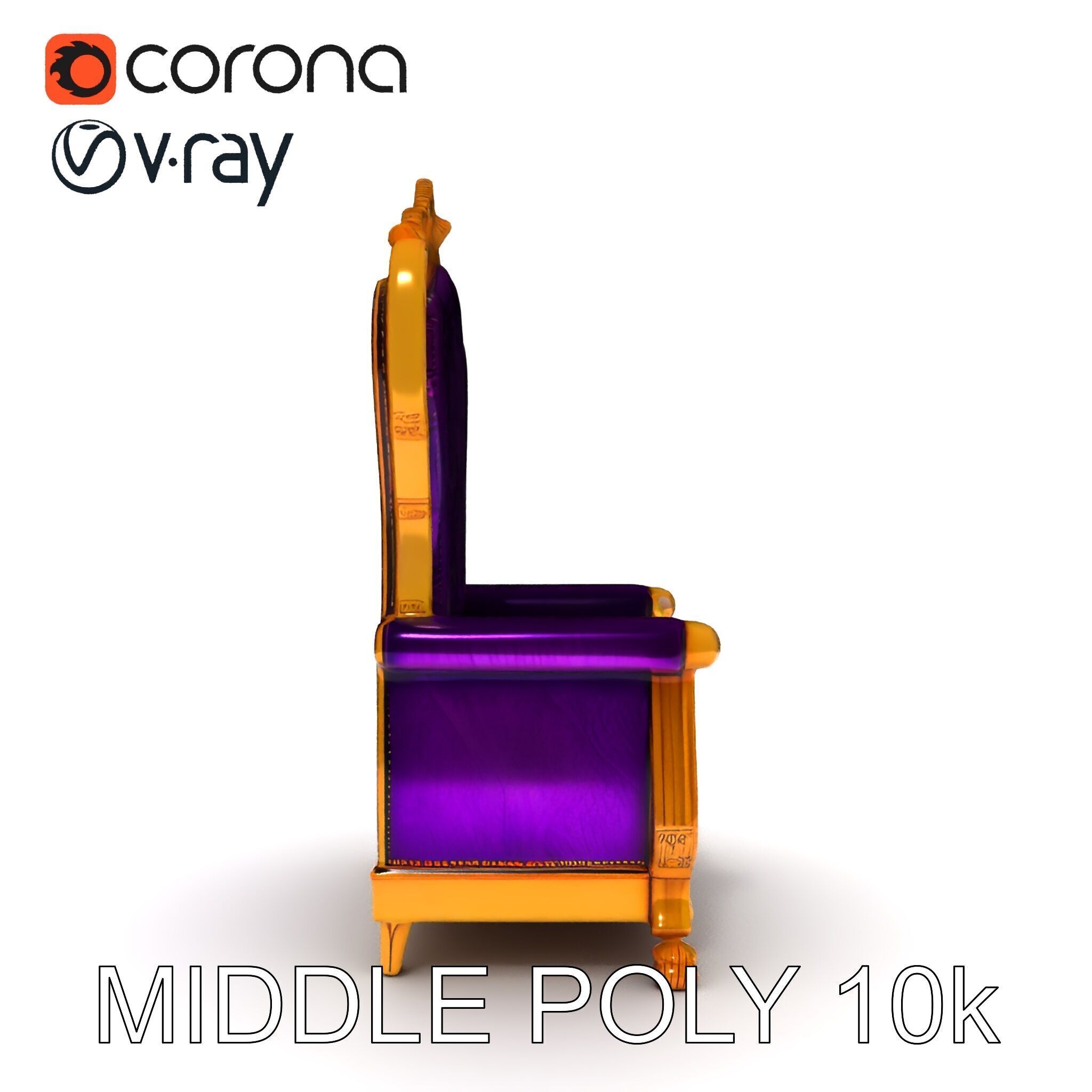 Royal Throne Armchair D Model Pack Low-poly 3D model_25