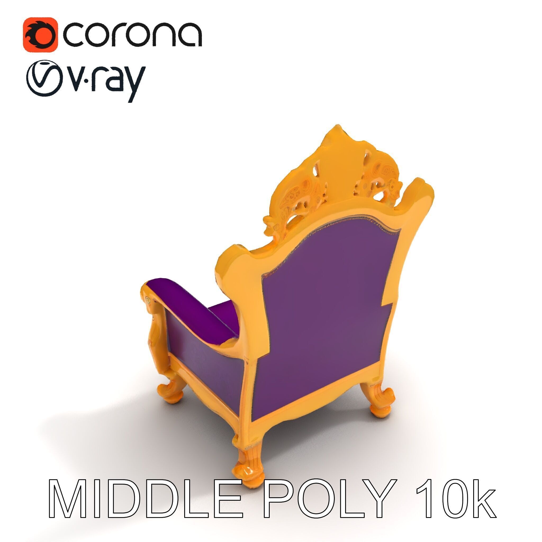 Ornate Royal Throne Chair Model Pack Low-poly 3D model_19