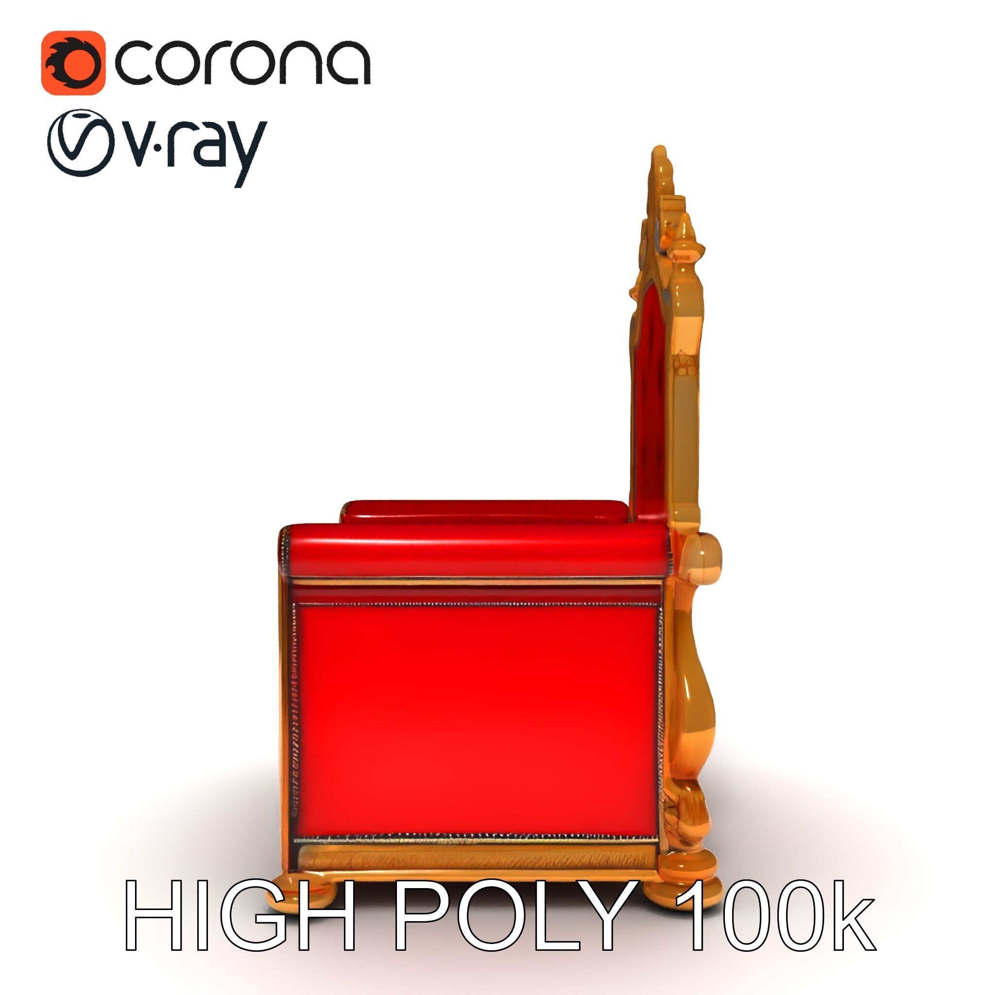Royal Throne Chair Model Pack Low-poly 3D model_32