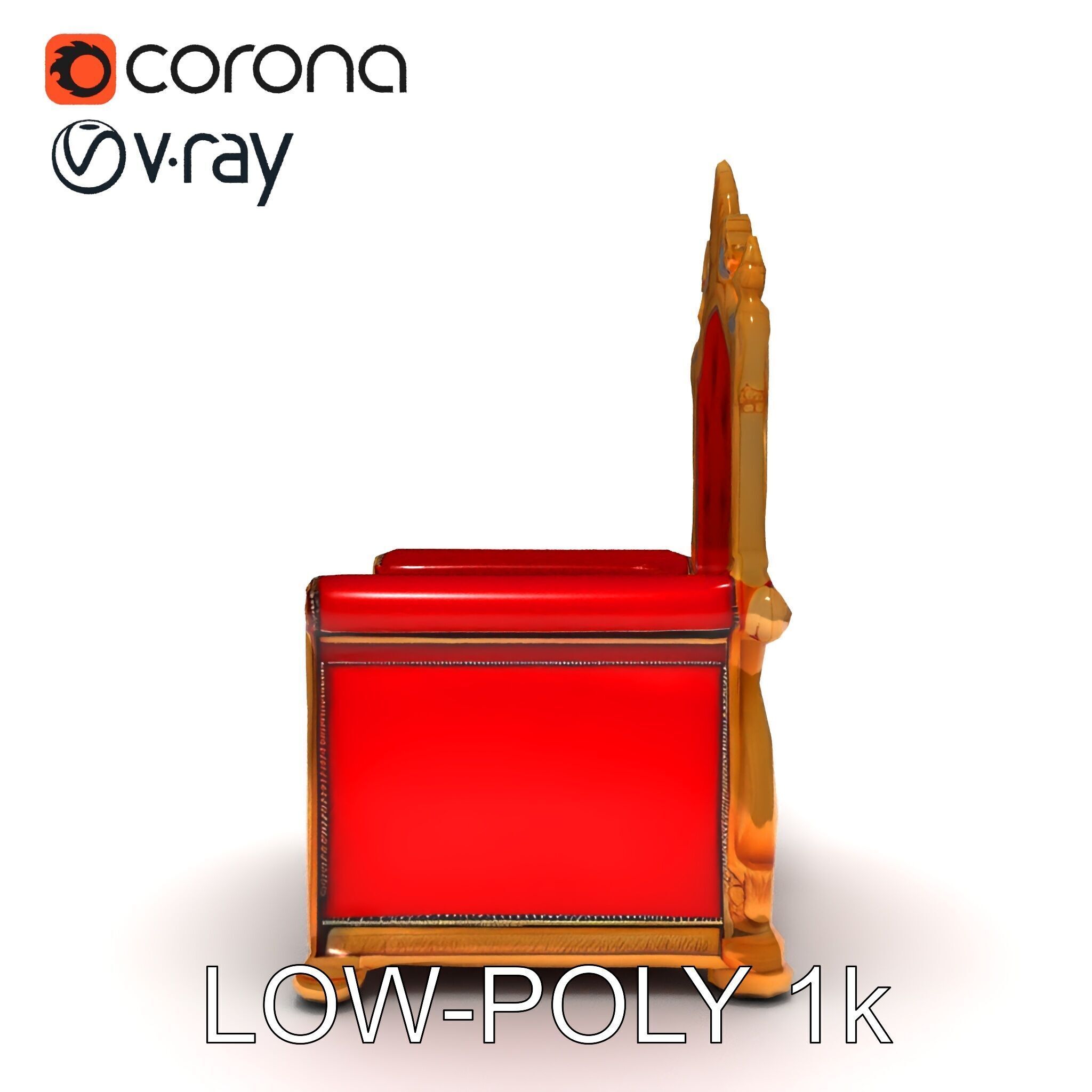 Royal Throne Chair Model Pack Low-poly 3D model_7