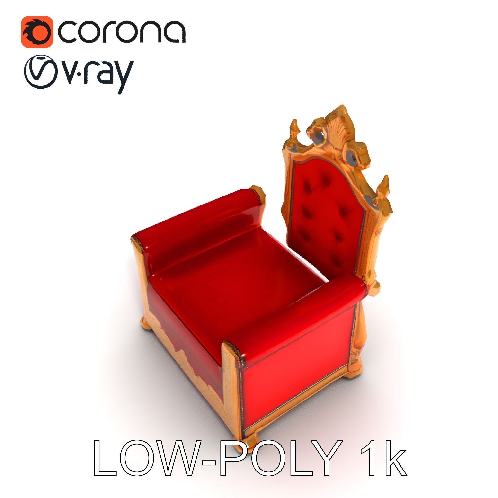Royal Throne Chair Model Pack Low-poly 3D model_20