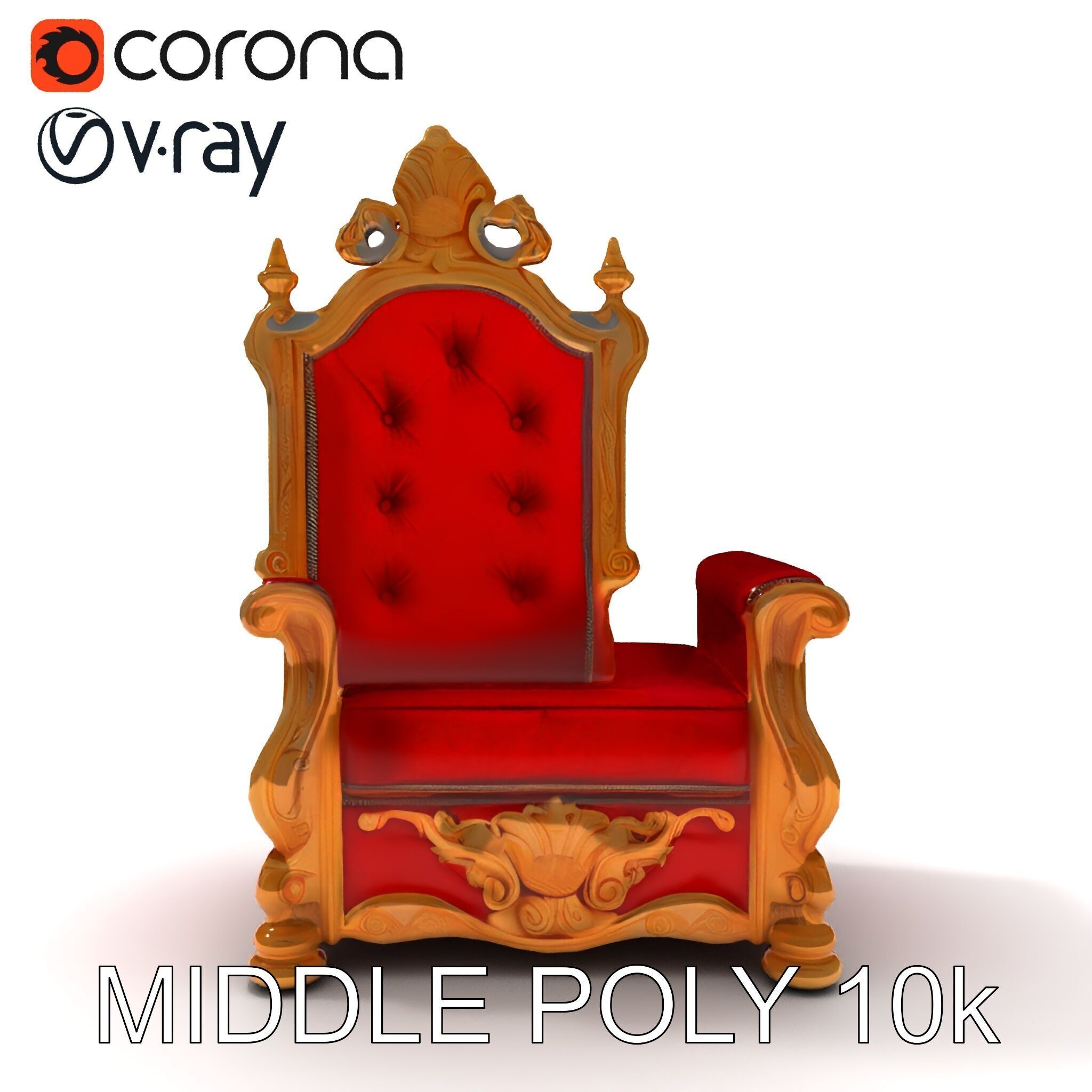 Royal Throne Chair Model Pack Low-poly 3D model_22