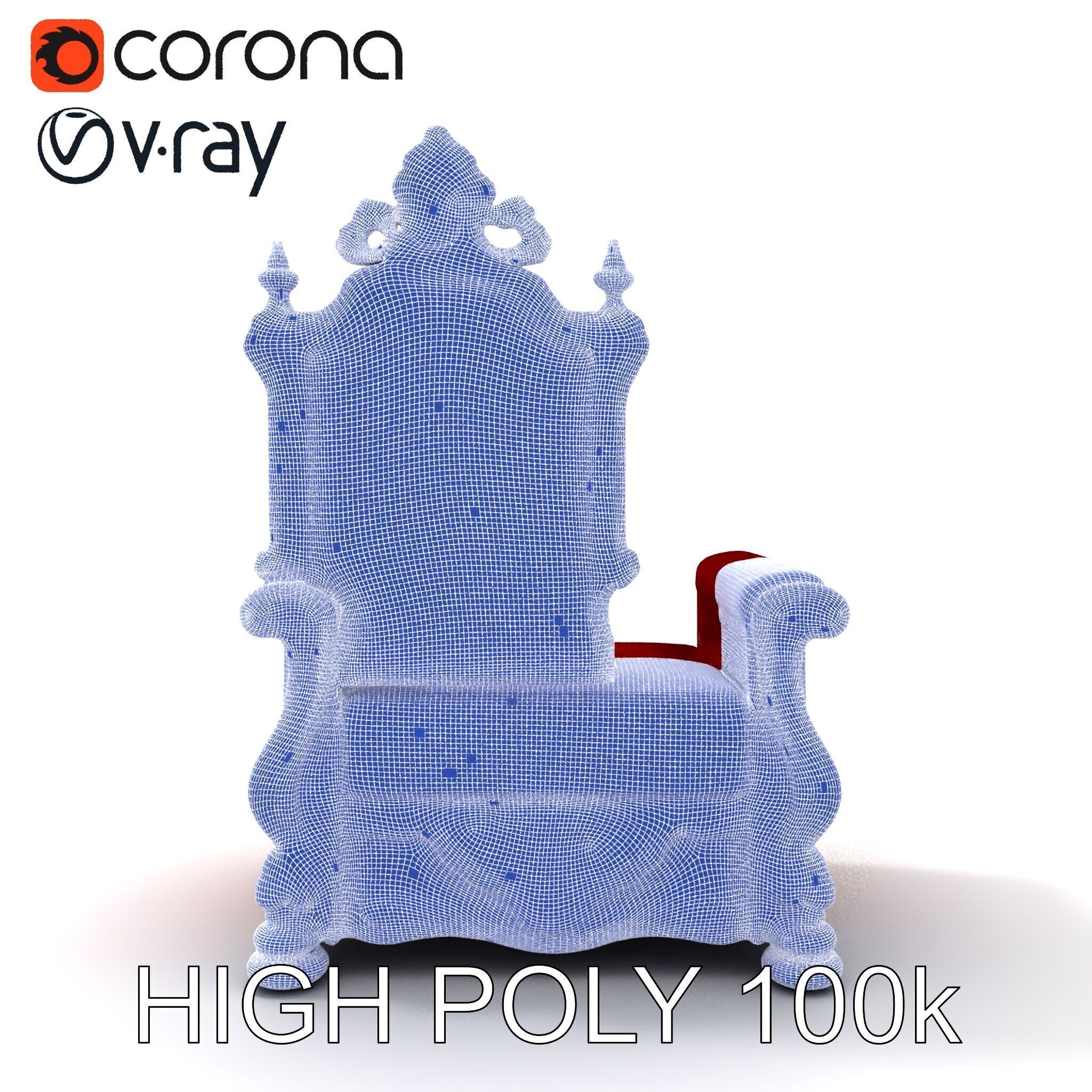 Royal Throne Chair Model Pack Low-poly 3D model_35