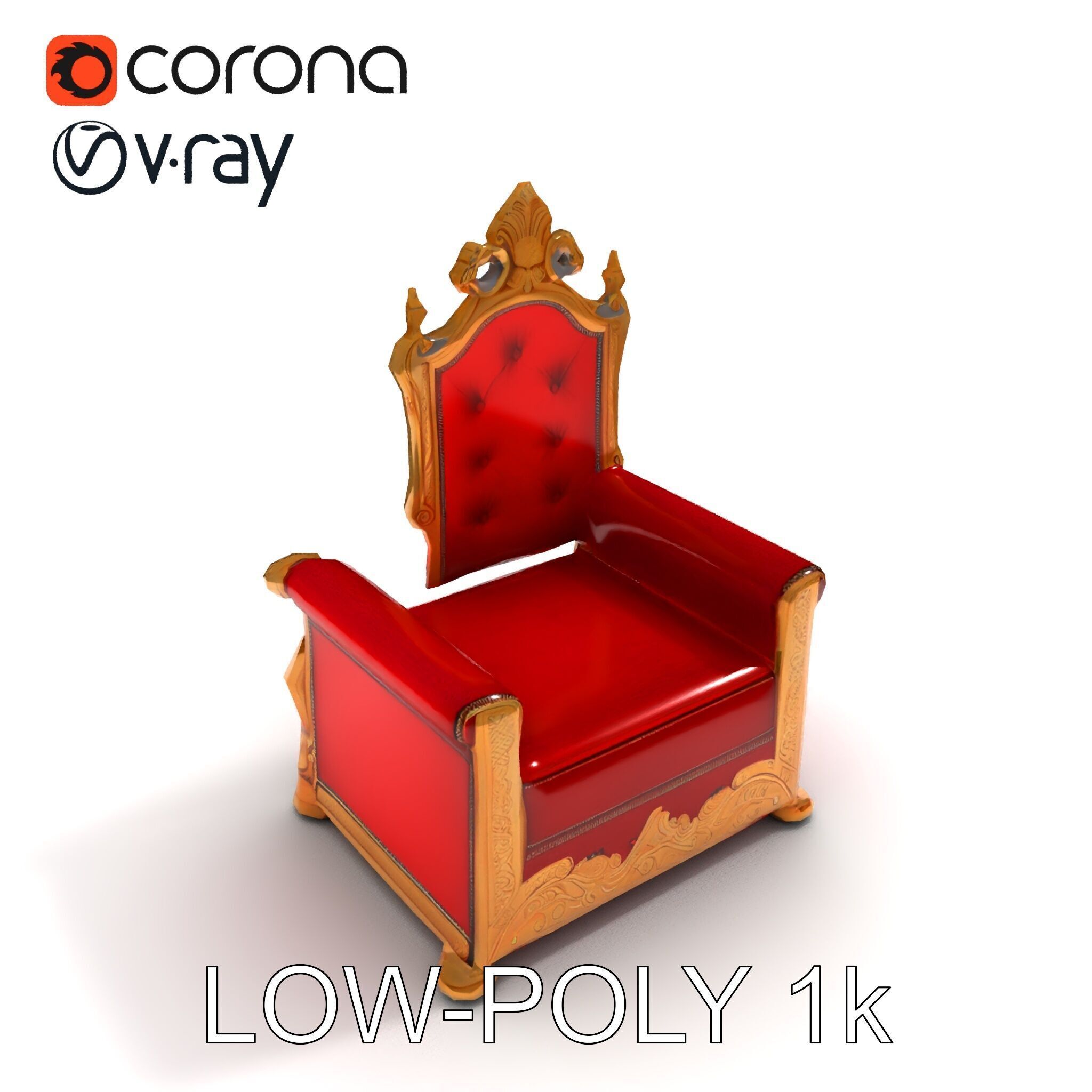 Royal Throne Chair Model Pack Low-poly 3D model_23