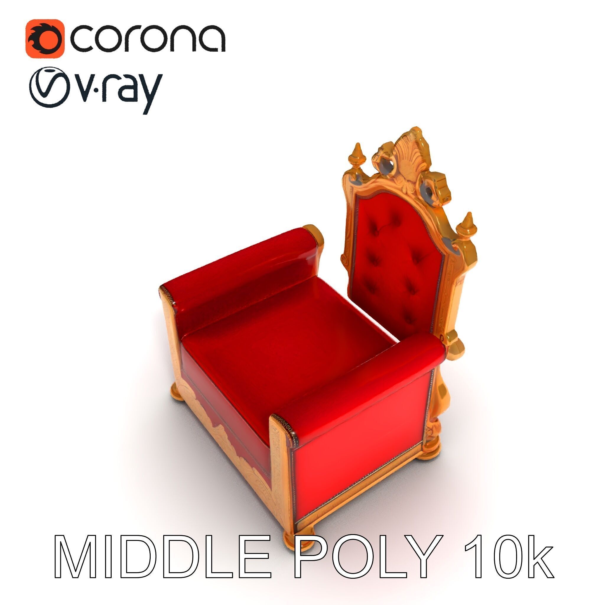 Royal Throne Chair Model Pack Low-poly 3D model_12
