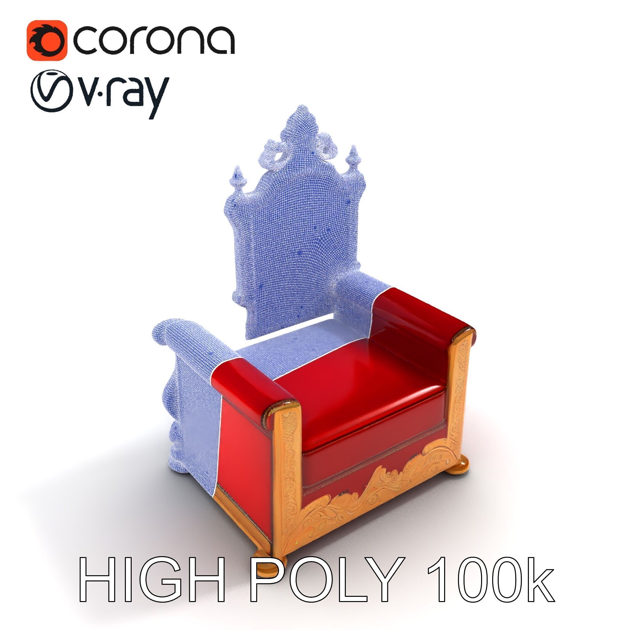 Royal Throne Chair Model Pack Low-poly 3D model_21