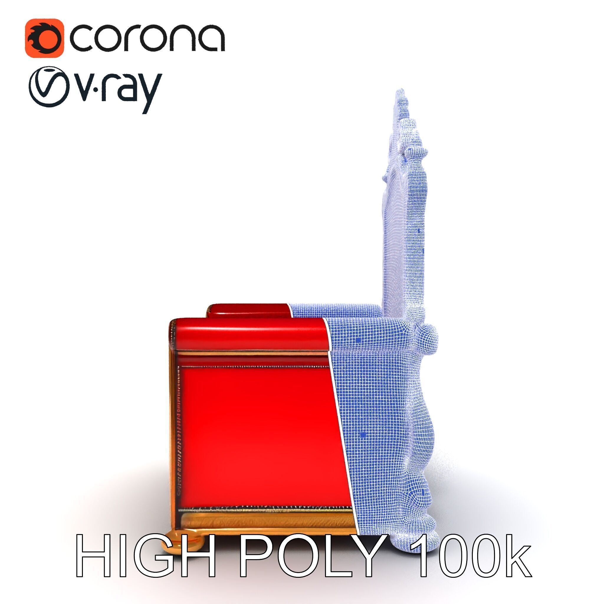 Royal Throne Chair Model Pack Low-poly 3D model_11