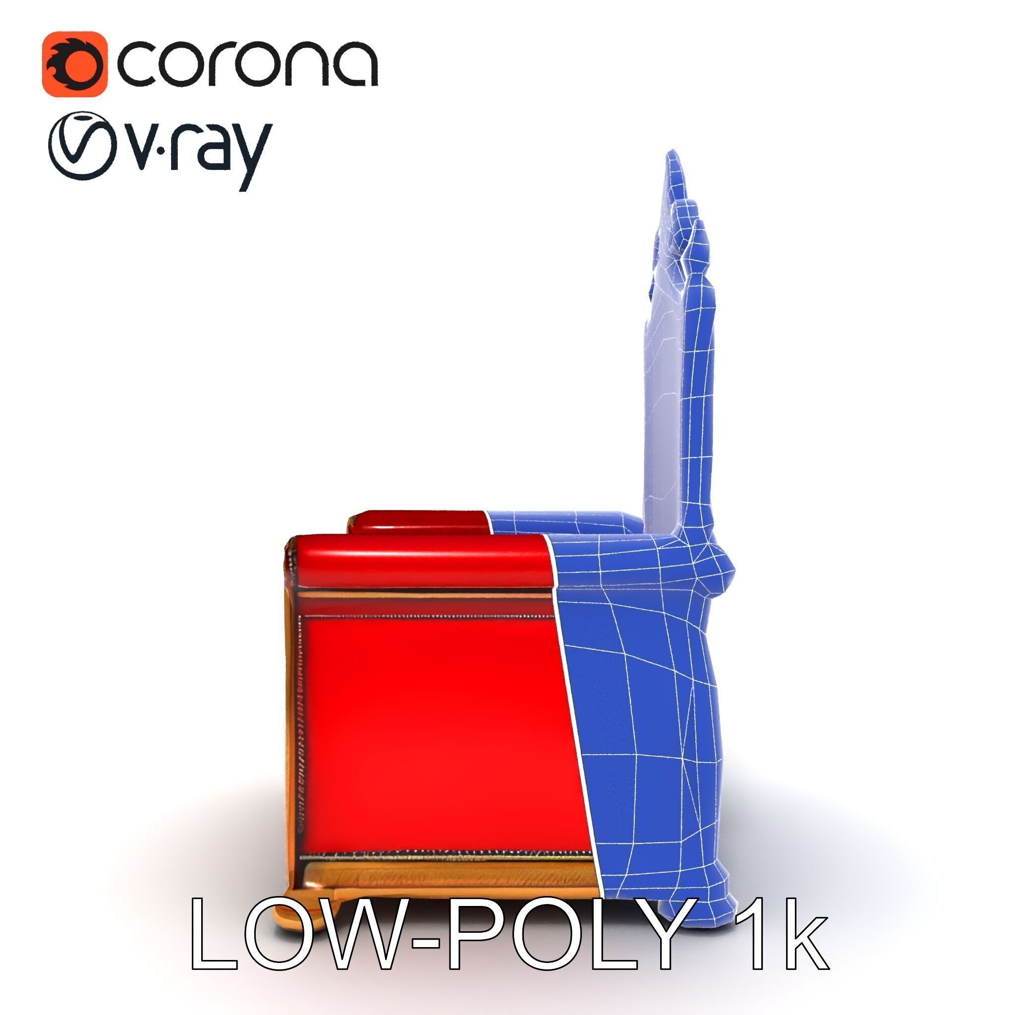 Royal Throne Chair Model Pack Low-poly 3D model_17