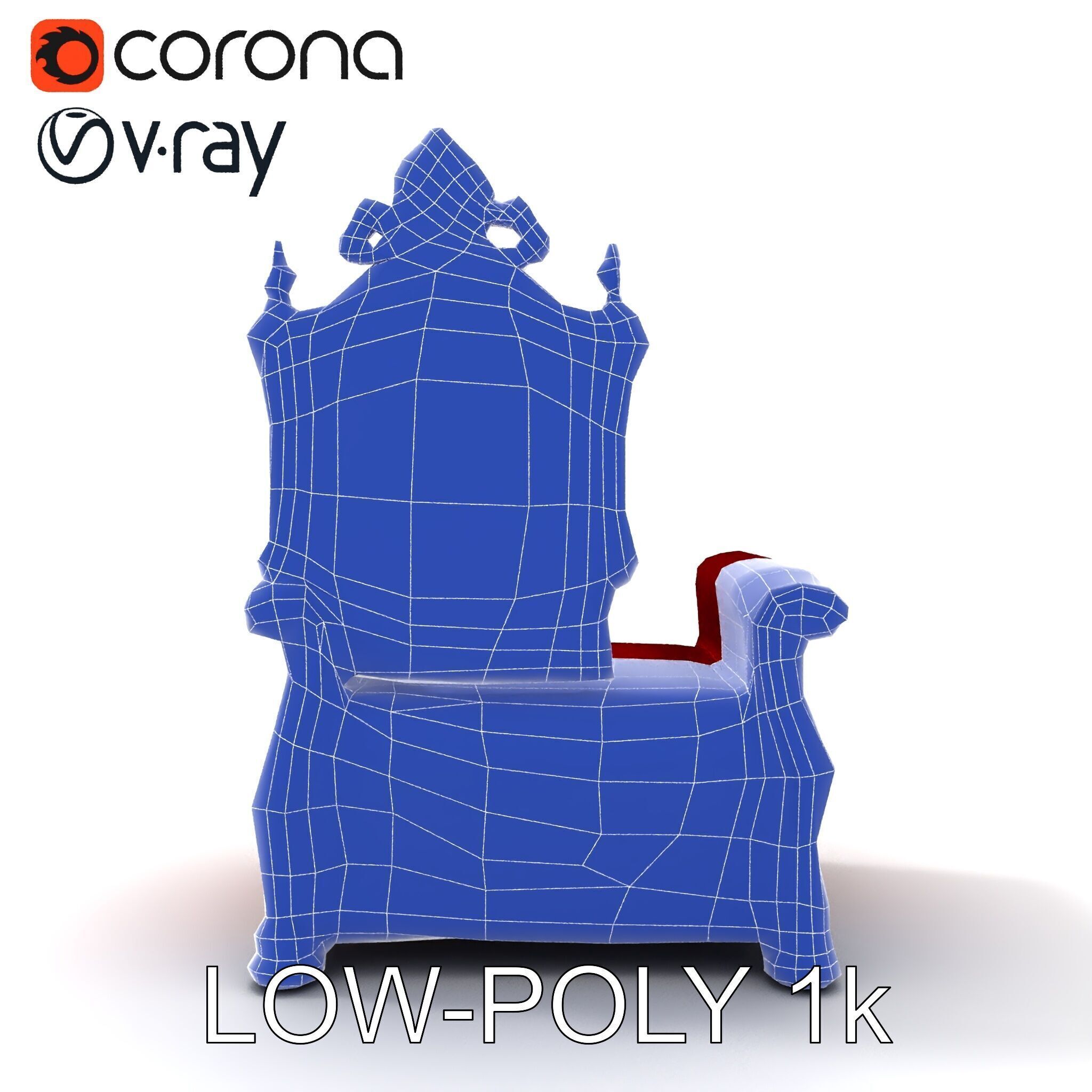 Royal Throne Chair Model Pack Low-poly 3D model_28