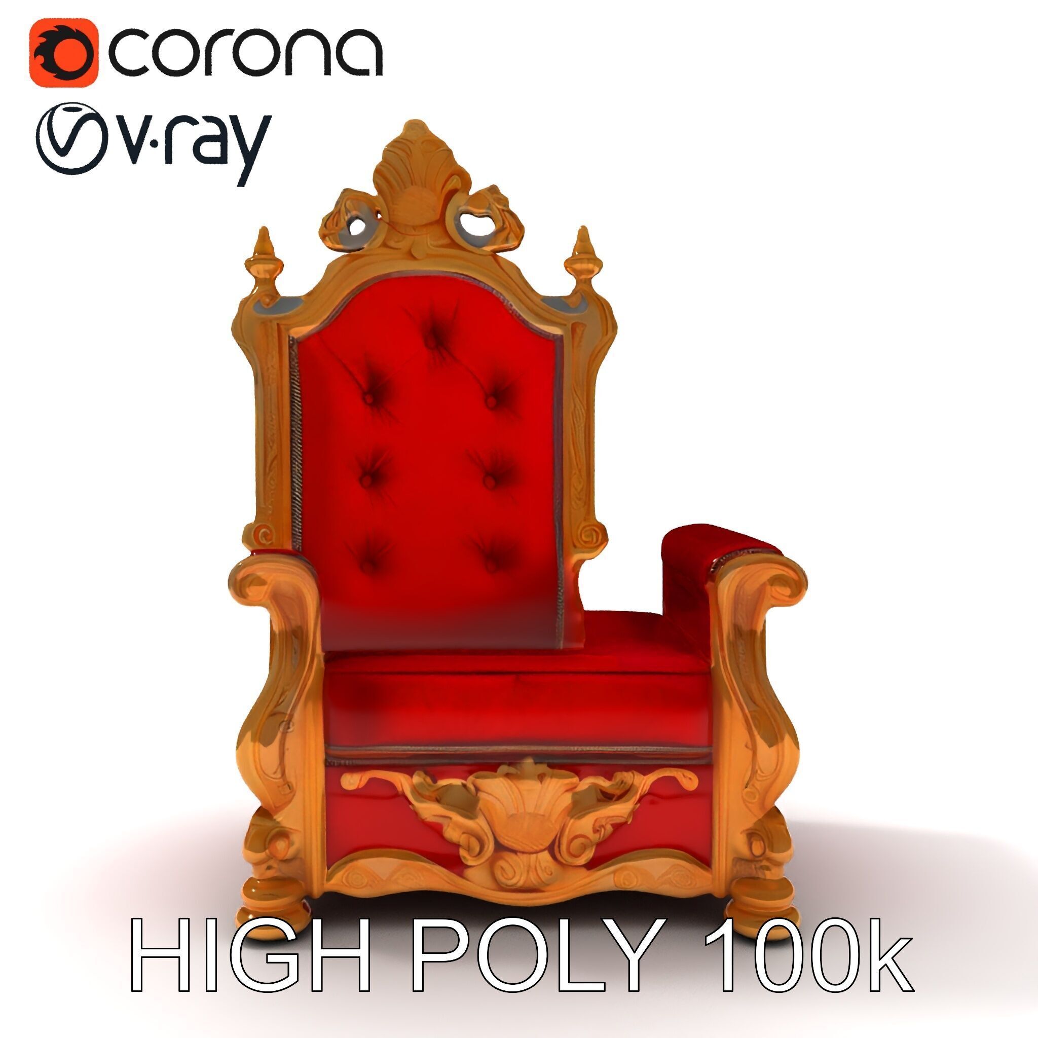 Royal Throne Chair Model Pack Low-poly 3D model_18