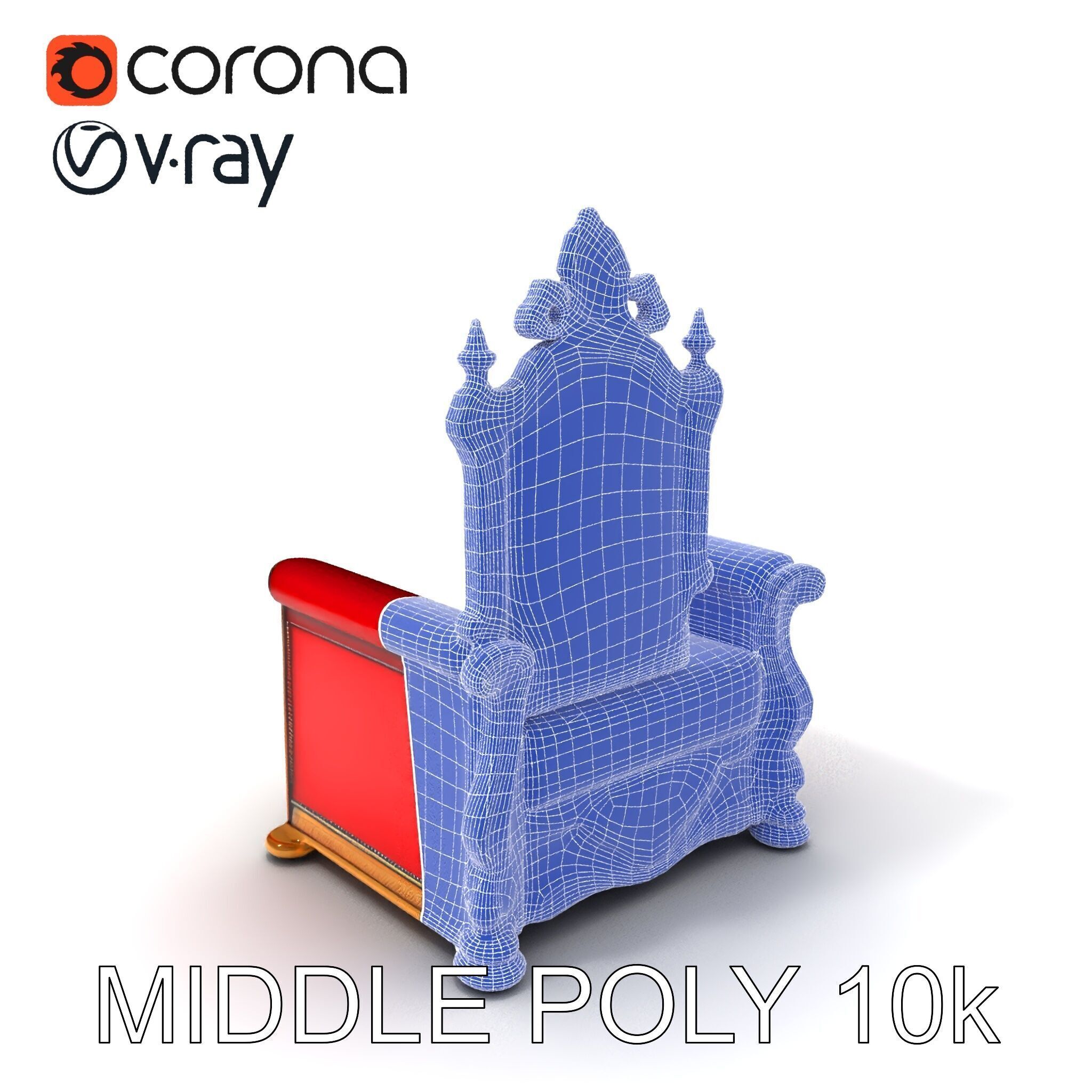 Royal Throne Chair Model Pack Low-poly 3D model_14
