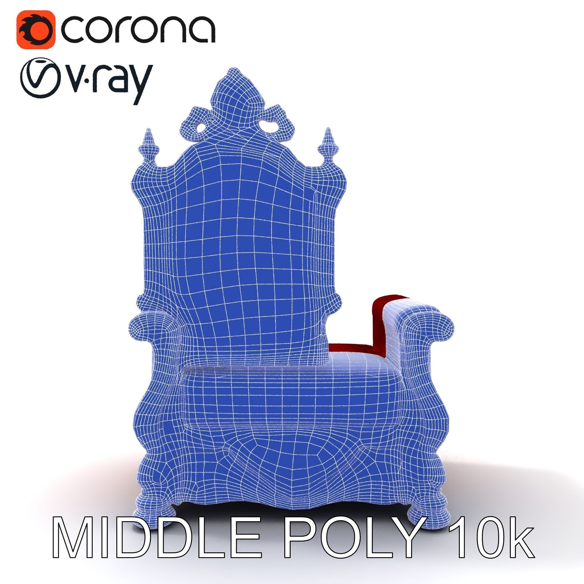 Royal Throne Chair Model Pack Low-poly 3D model_19