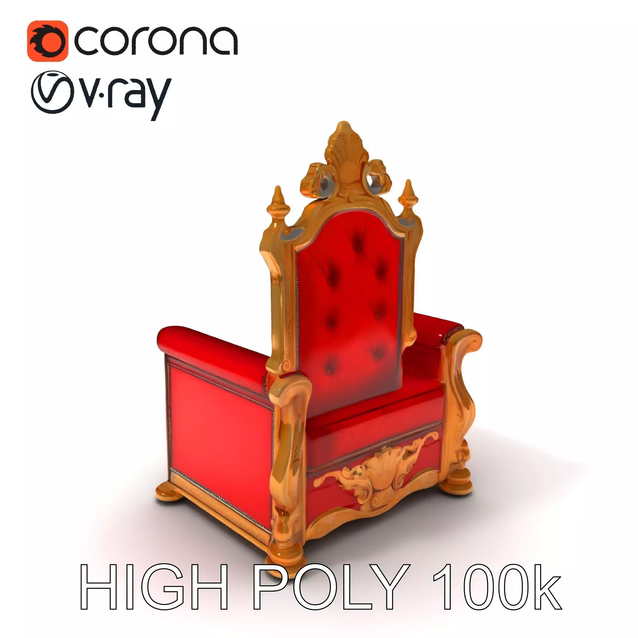 Royal Throne Chair Model Pack Low-poly 3D model_0