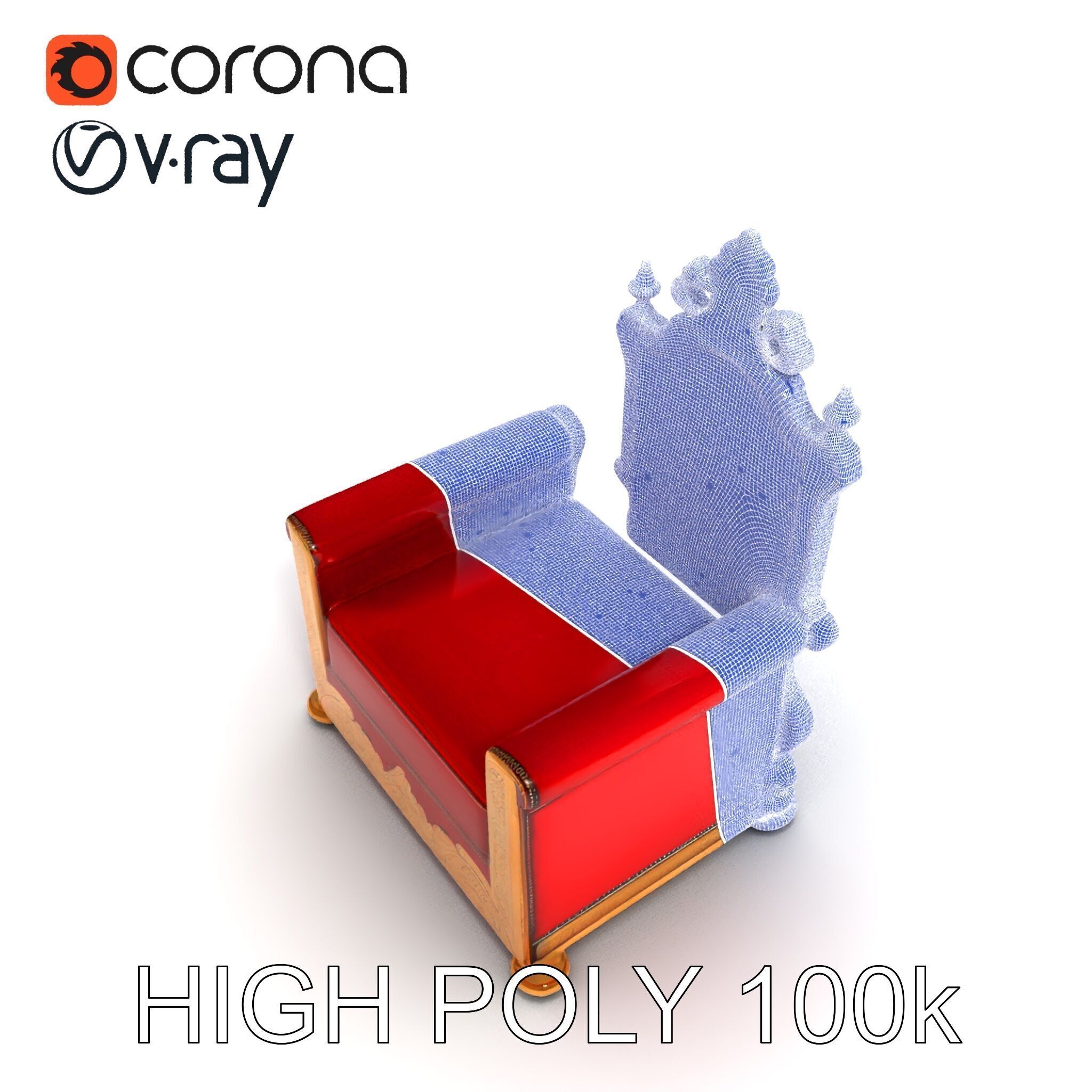 Royal Throne Chair Model Pack Low-poly 3D model_24