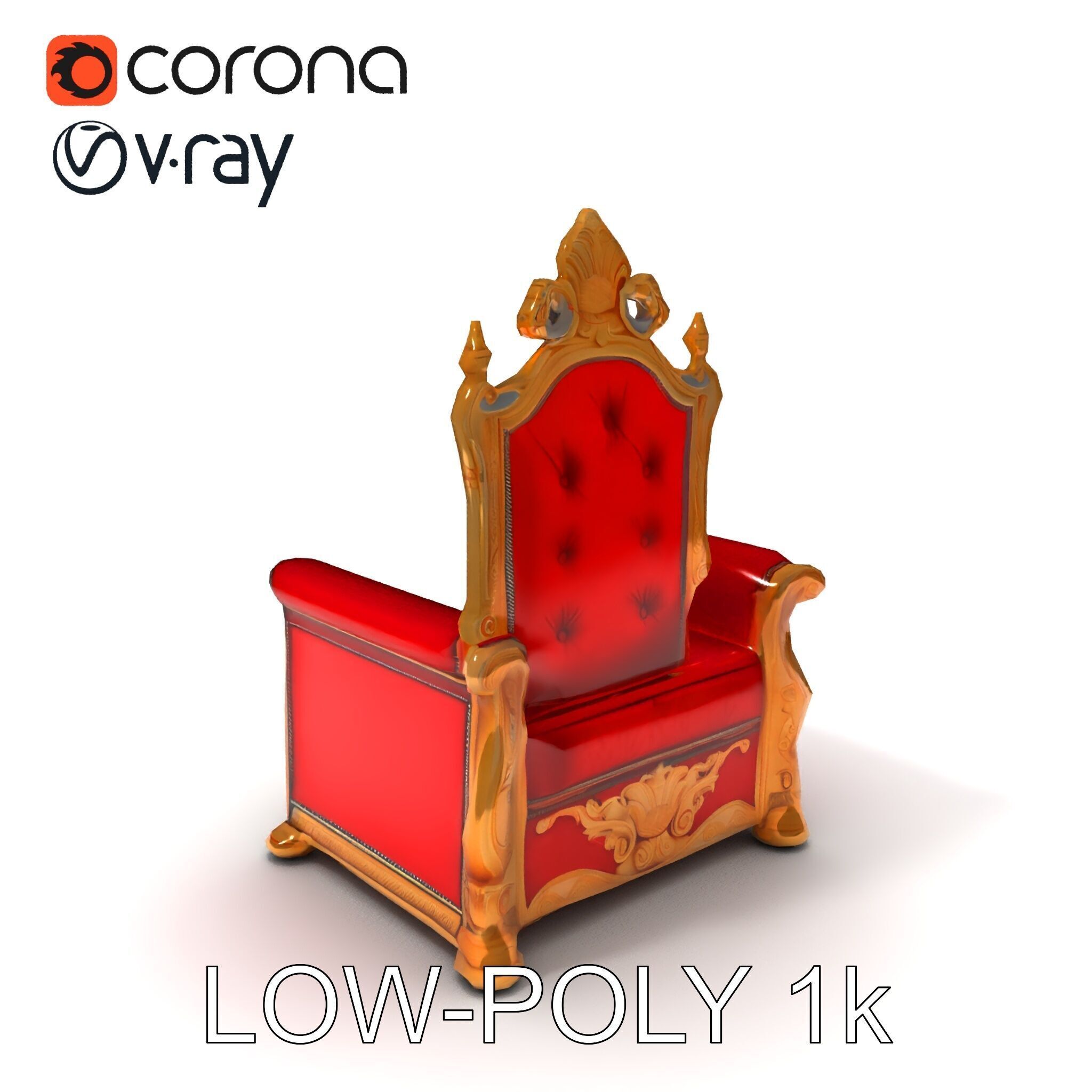Royal Throne Chair Model Pack Low-poly 3D model_31