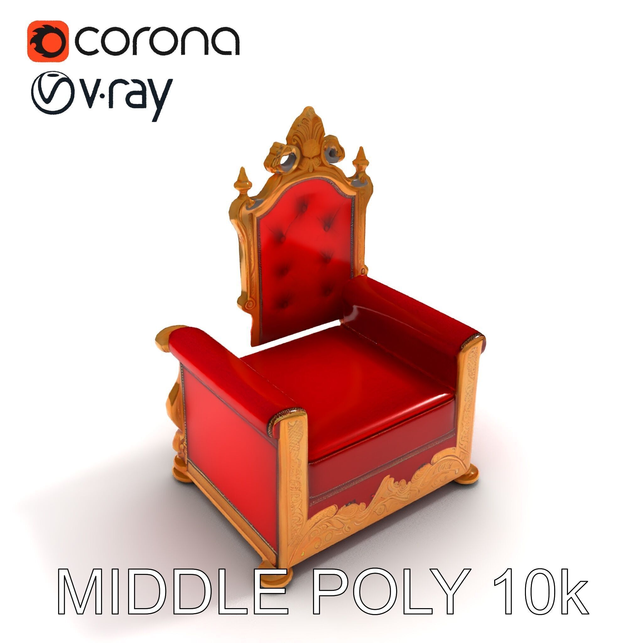 Royal Throne Chair Model Pack Low-poly 3D model_30
