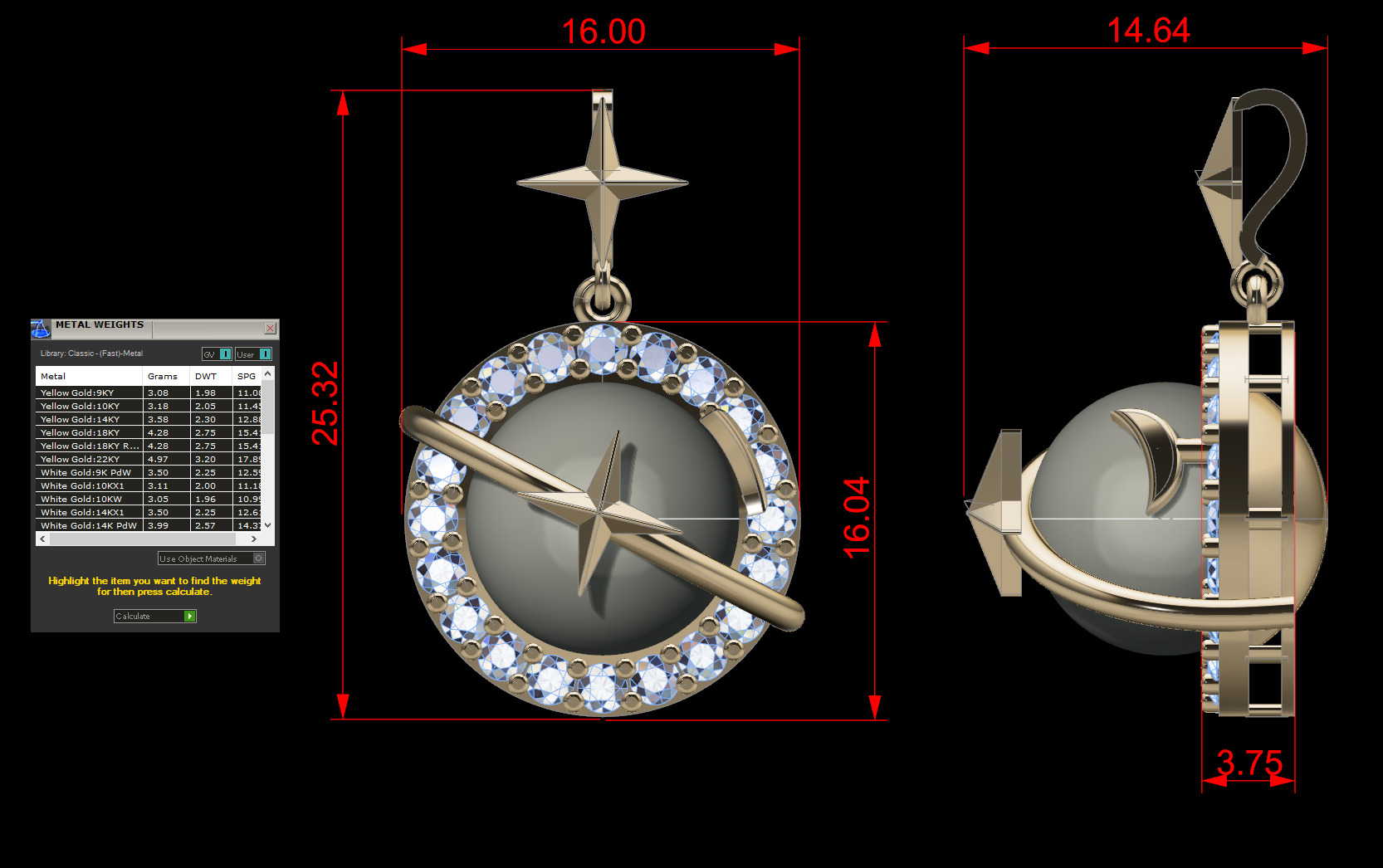 Galactic Pendant 3D print model_4