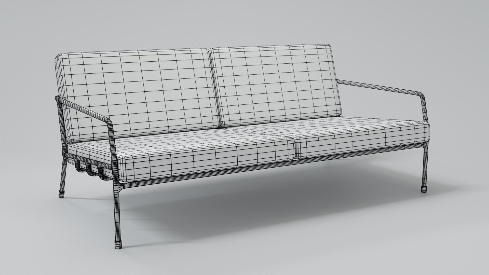 Designer 2 seat couch with light leather cushions 3D Model 3D model_13