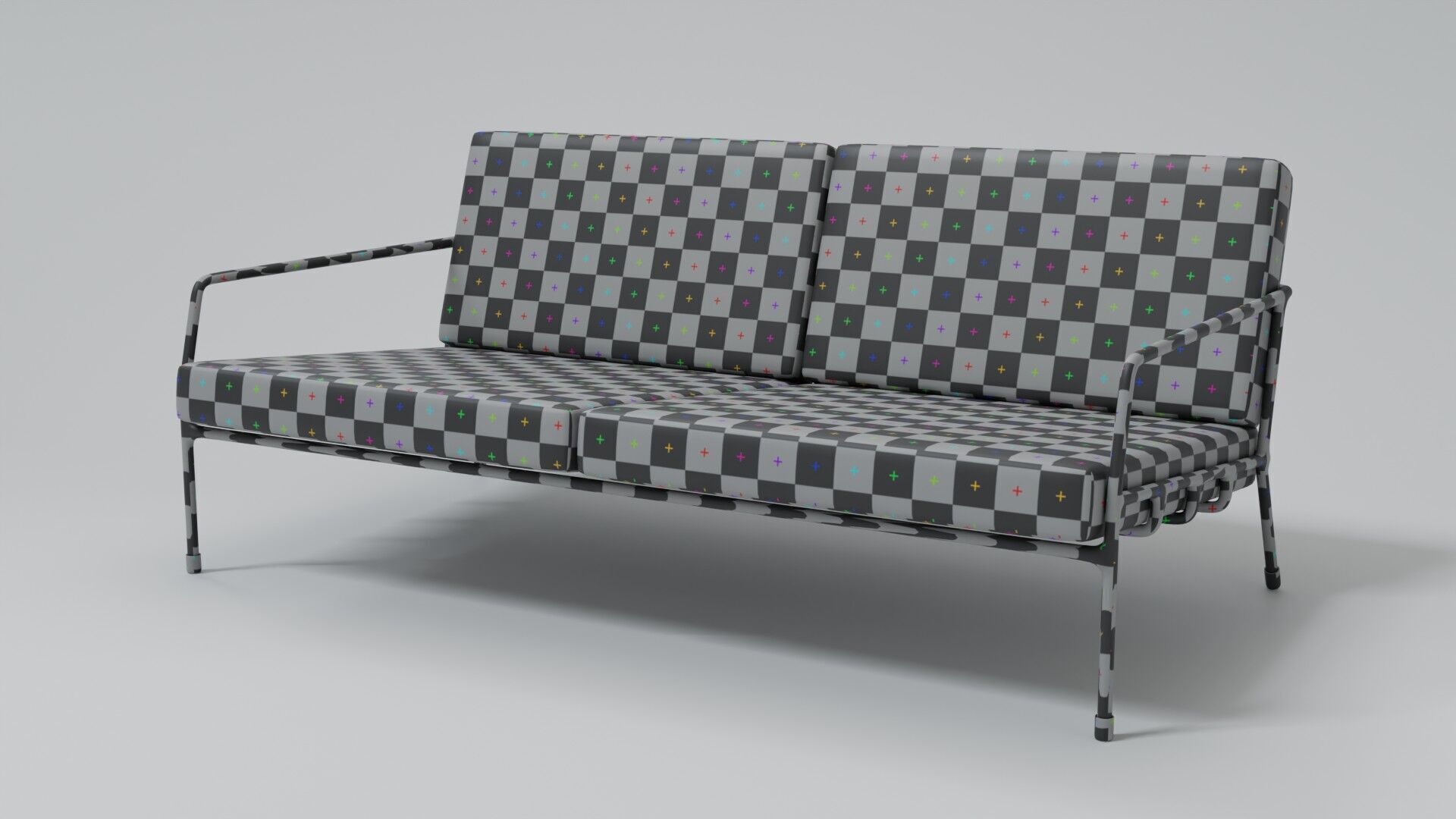 Designer 2 seat couch with light leather cushions 3D Model 3D model_14