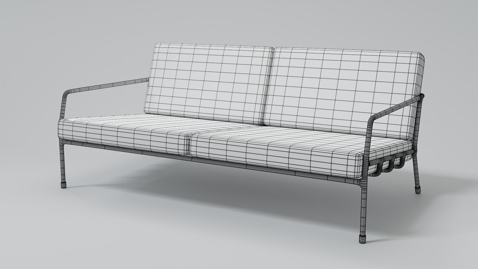 Designer 2 seat couch with light leather cushions 3D Model 3D model_8