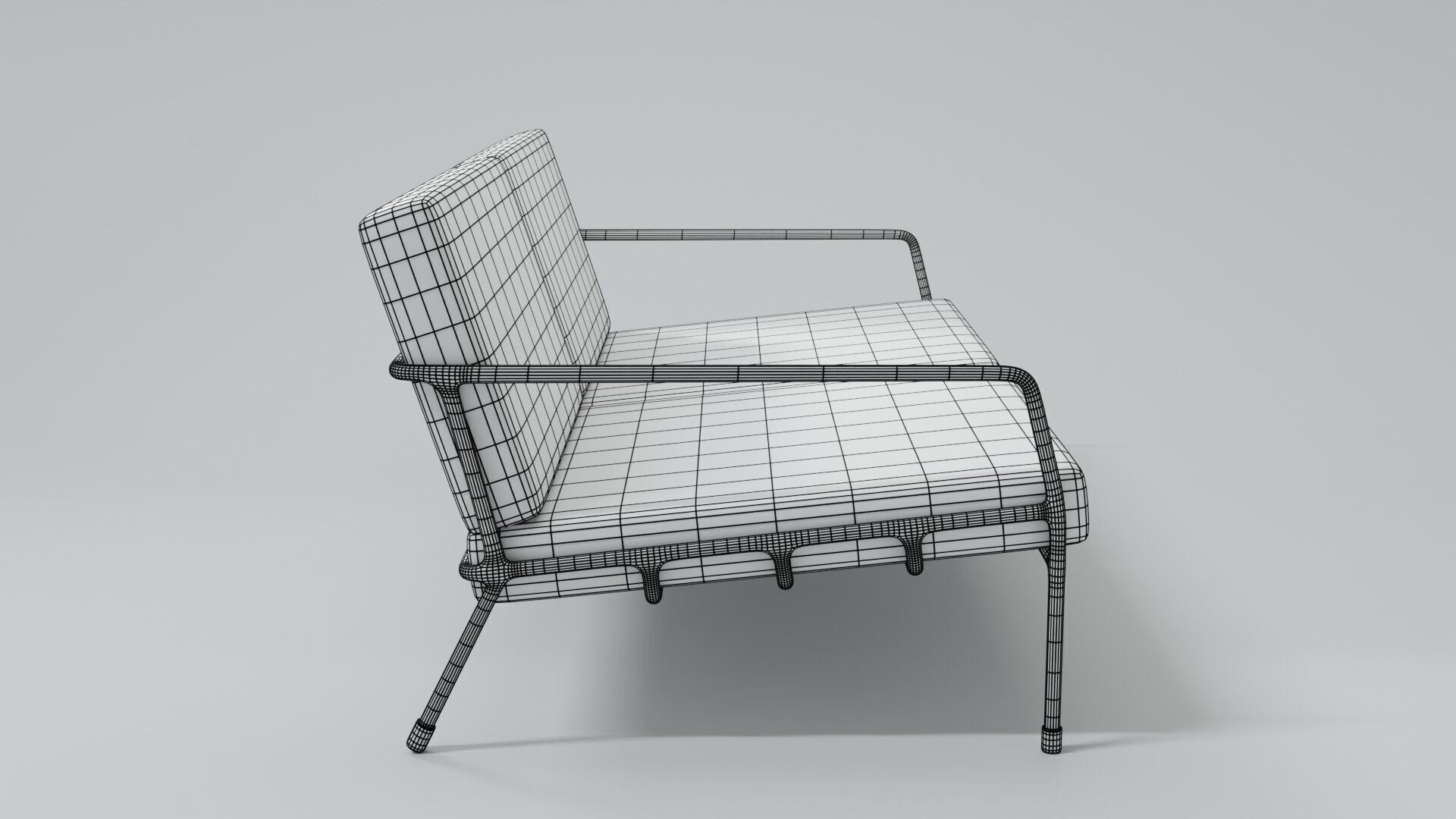 Designer 2 seat couch with light leather cushions 3D Model 3D model_12