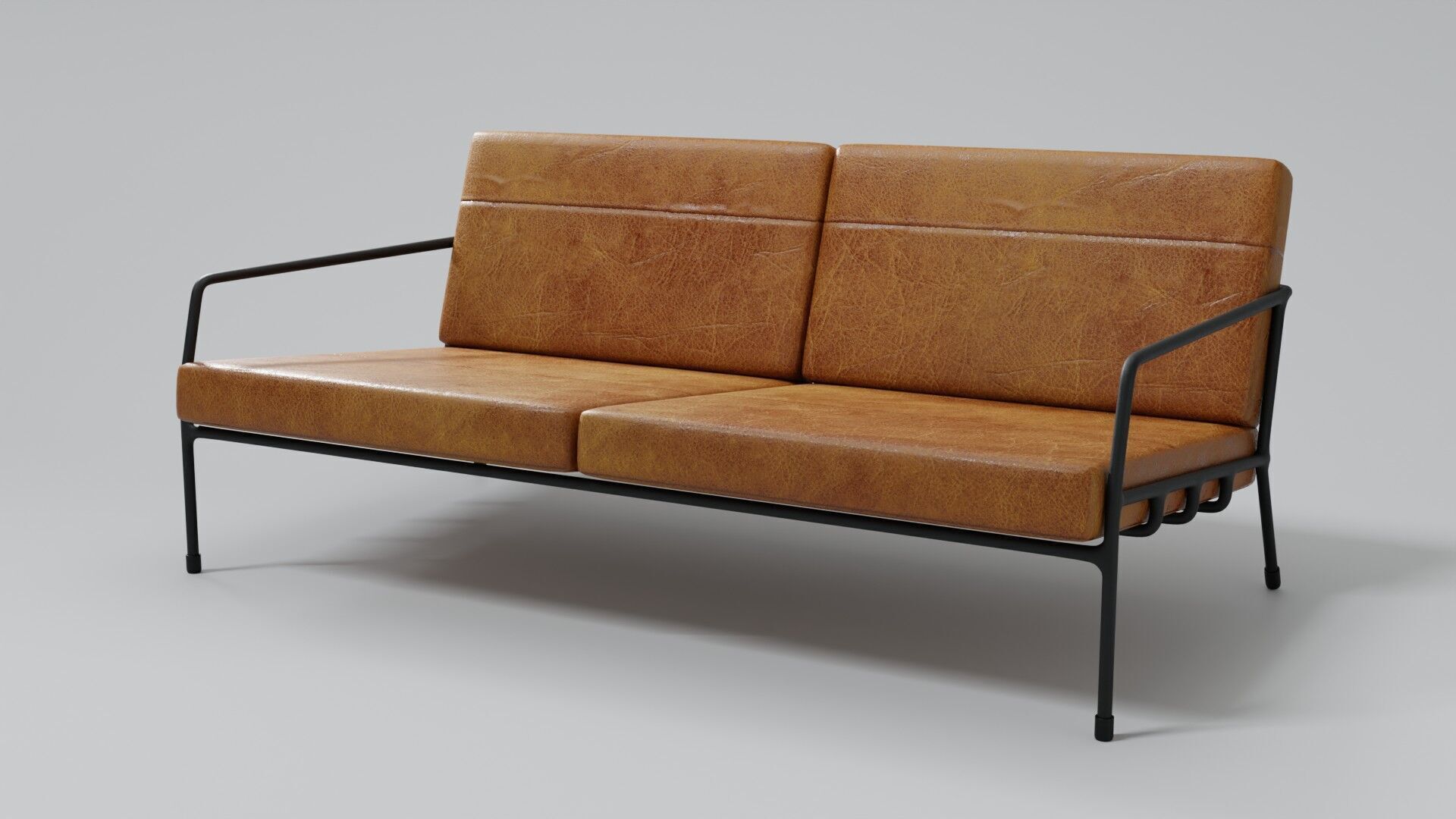 Designer 2 seat couch with light leather cushions 3D Model 3D model_2