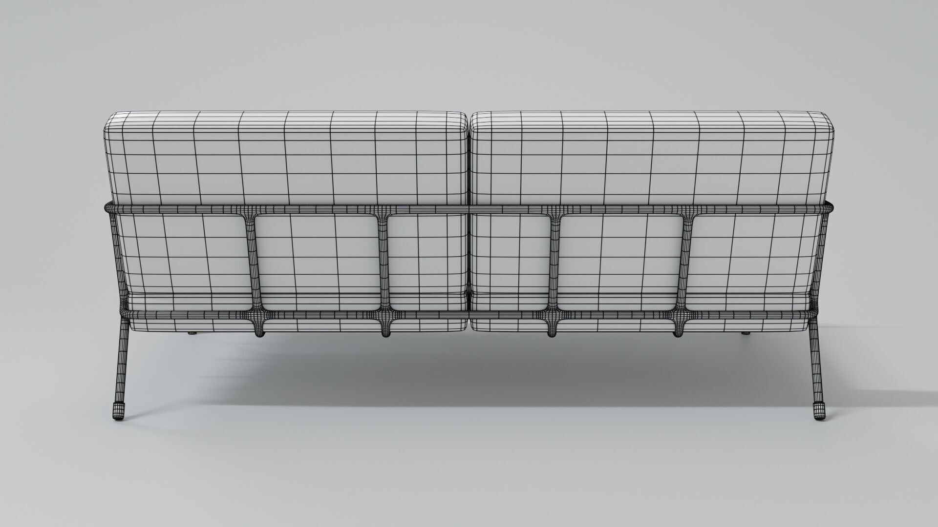 Designer 2 seat couch with light leather cushions 3D Model 3D model_11