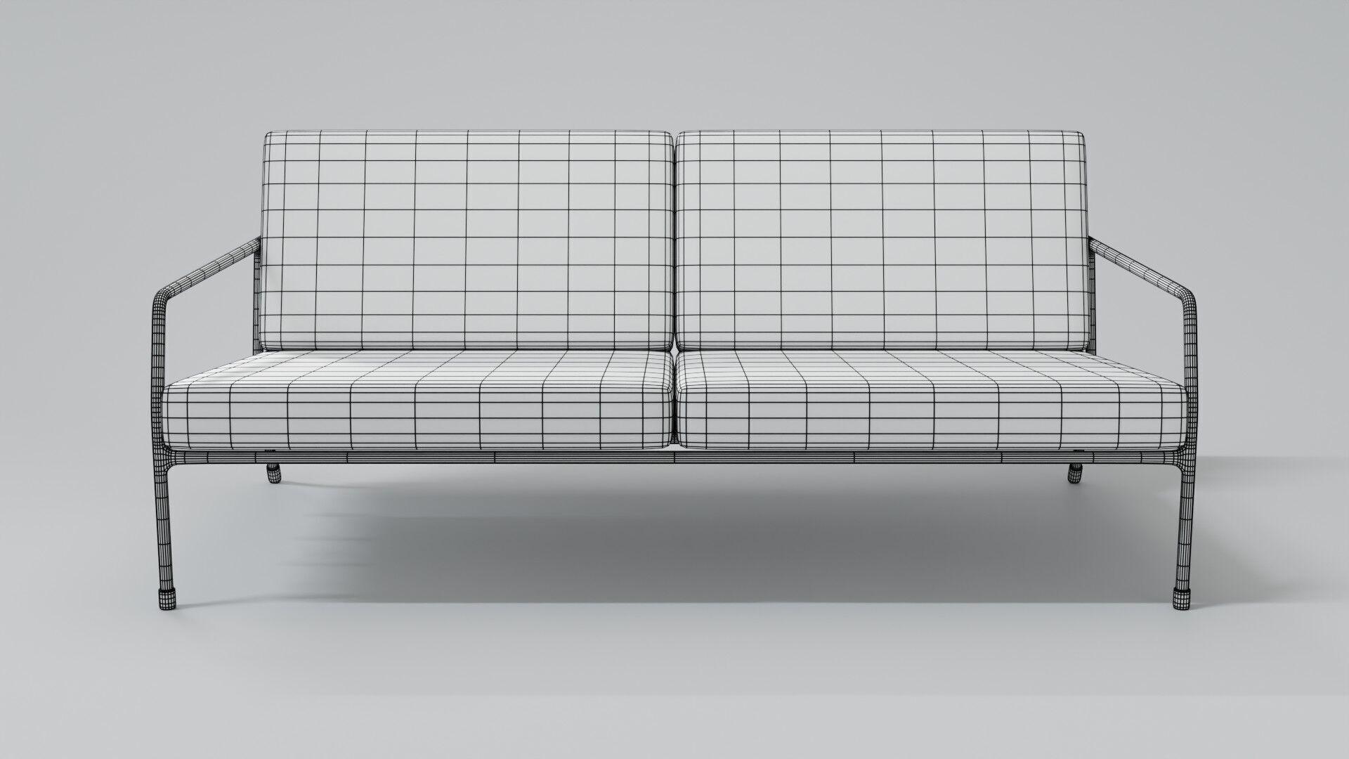 Designer 2 seat couch with light leather cushions 3D Model 3D model_9