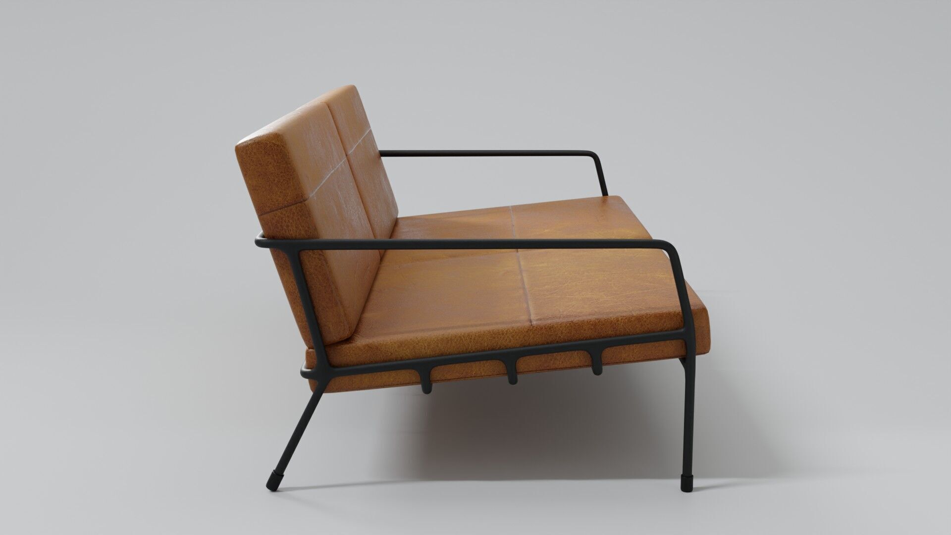 Designer 2 seat couch with light leather cushions 3D Model 3D model_7