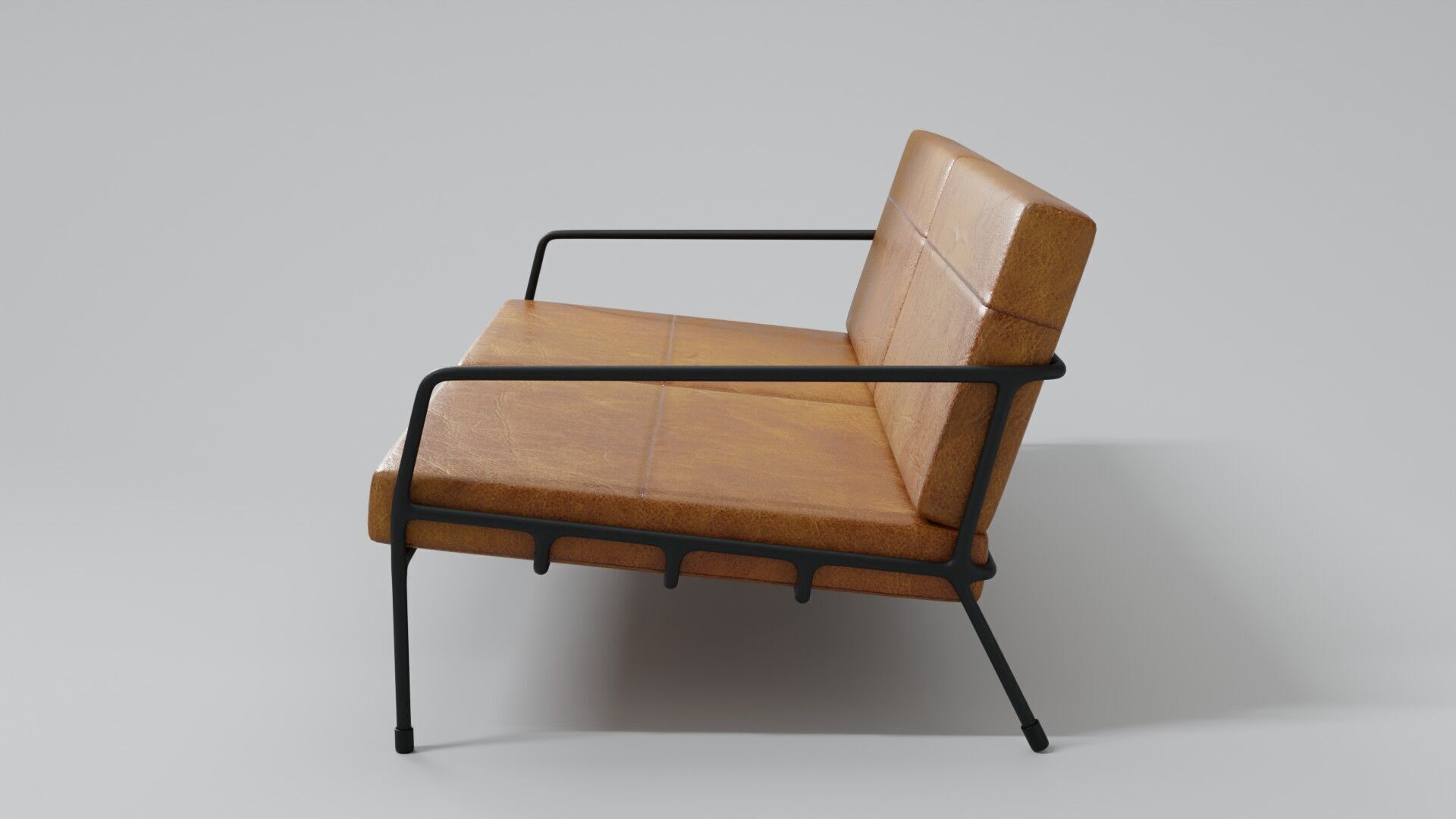 Designer 2 seat couch with light leather cushions 3D Model 3D model_5