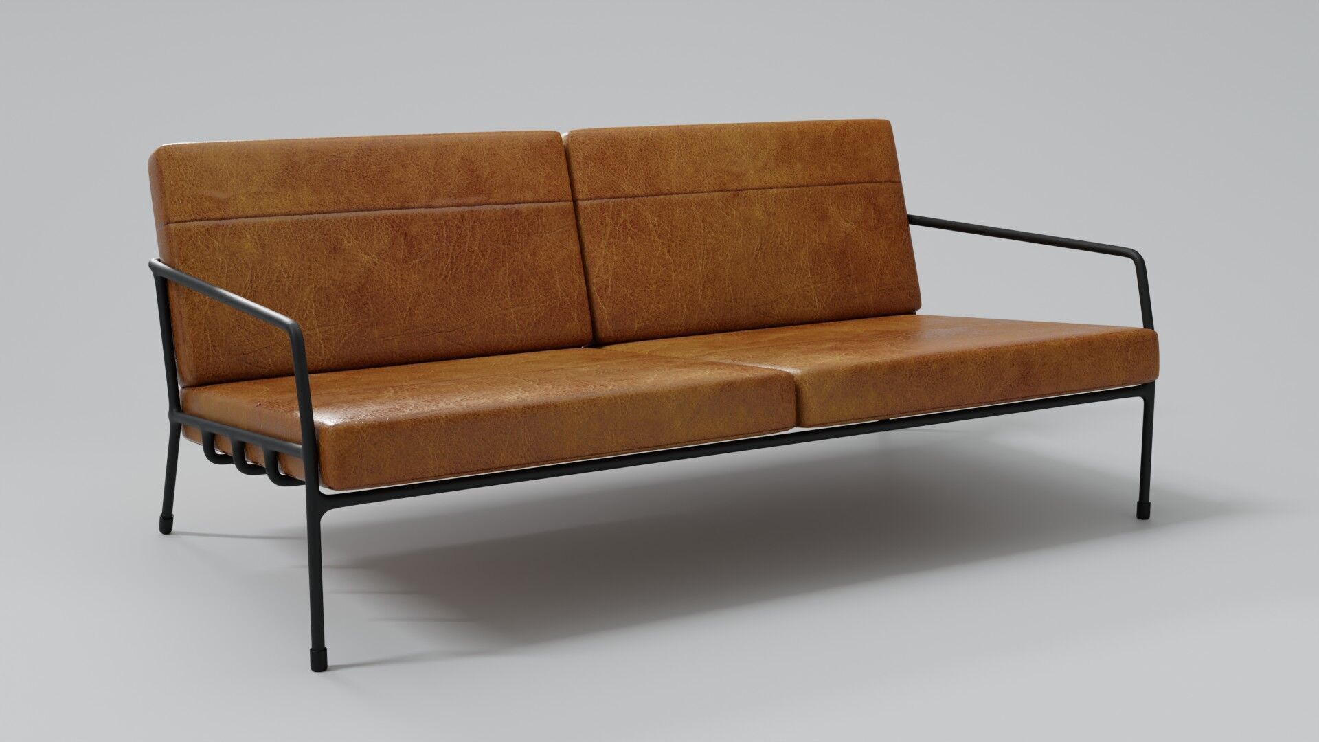 Designer 2 seat couch with light leather cushions 3D Model 3D model_4