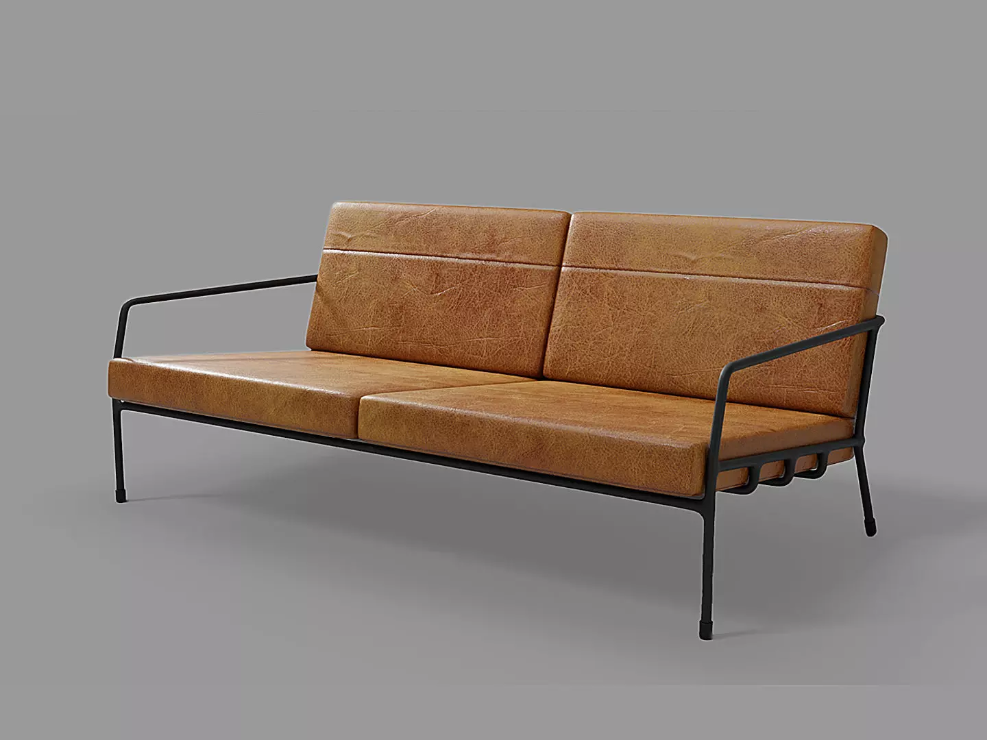 Designer 2 seat couch with light leather cushions 3D Model 3D model_0