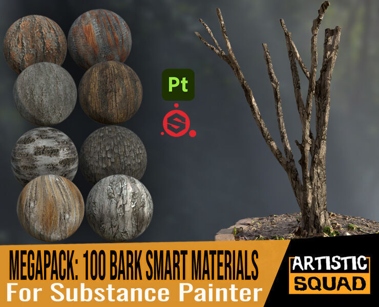 Megapack 100 Bark smart materials for Substance Painter Texture_16