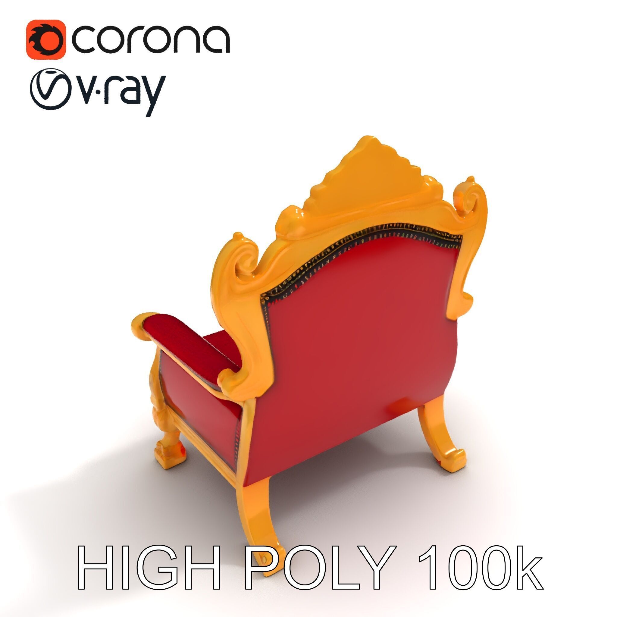 Royal Throne Chair Model Pack  Detailed and Ornate Design Low-poly 3D model_34