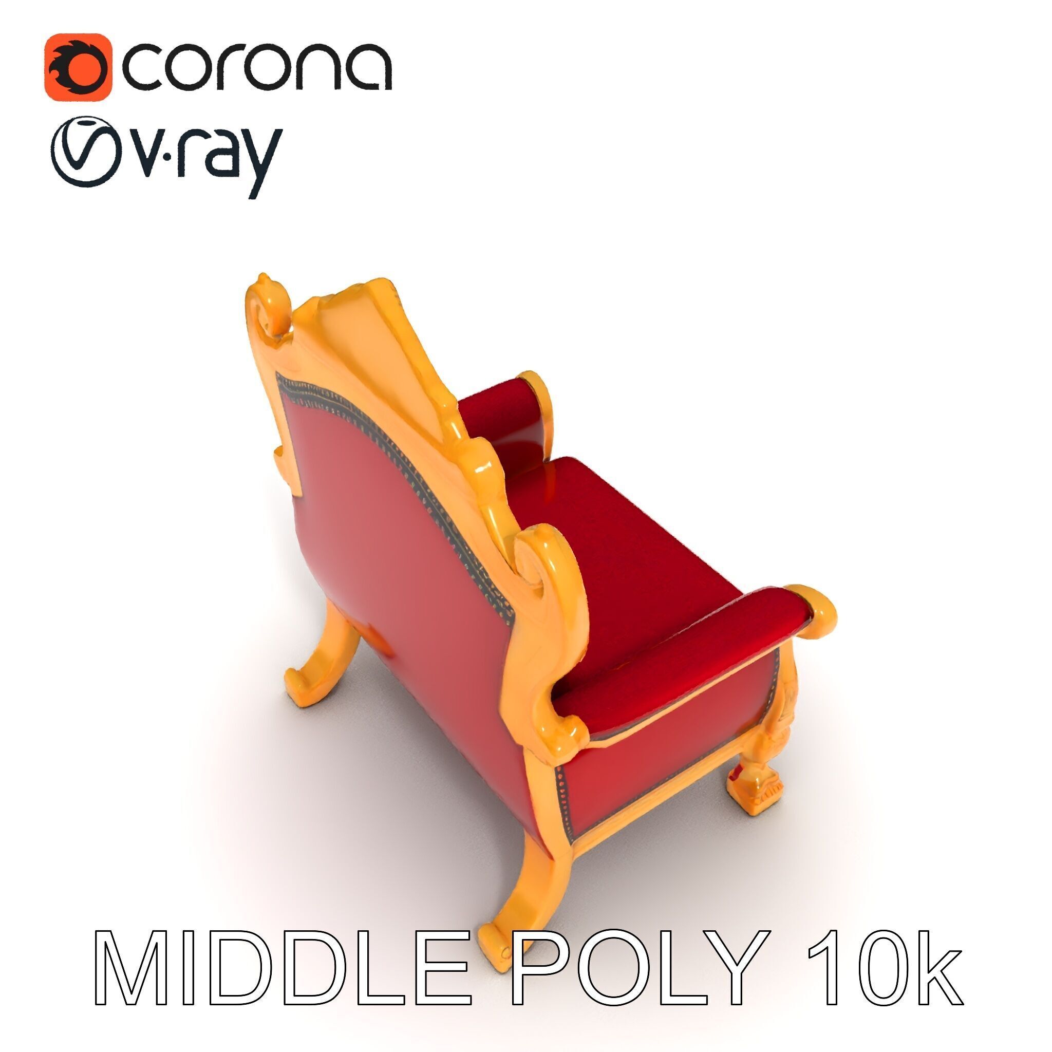 Royal Throne Chair Model Pack  Detailed and Ornate Design Low-poly 3D model_24