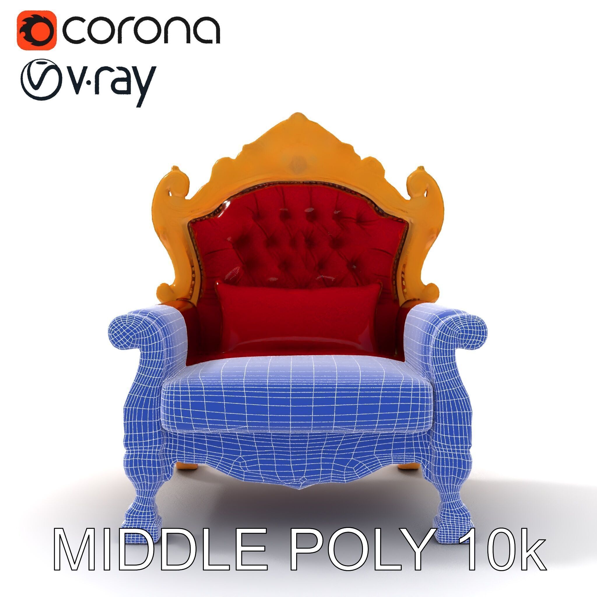 Royal Throne Chair Model Pack  Detailed and Ornate Design Low-poly 3D model_27