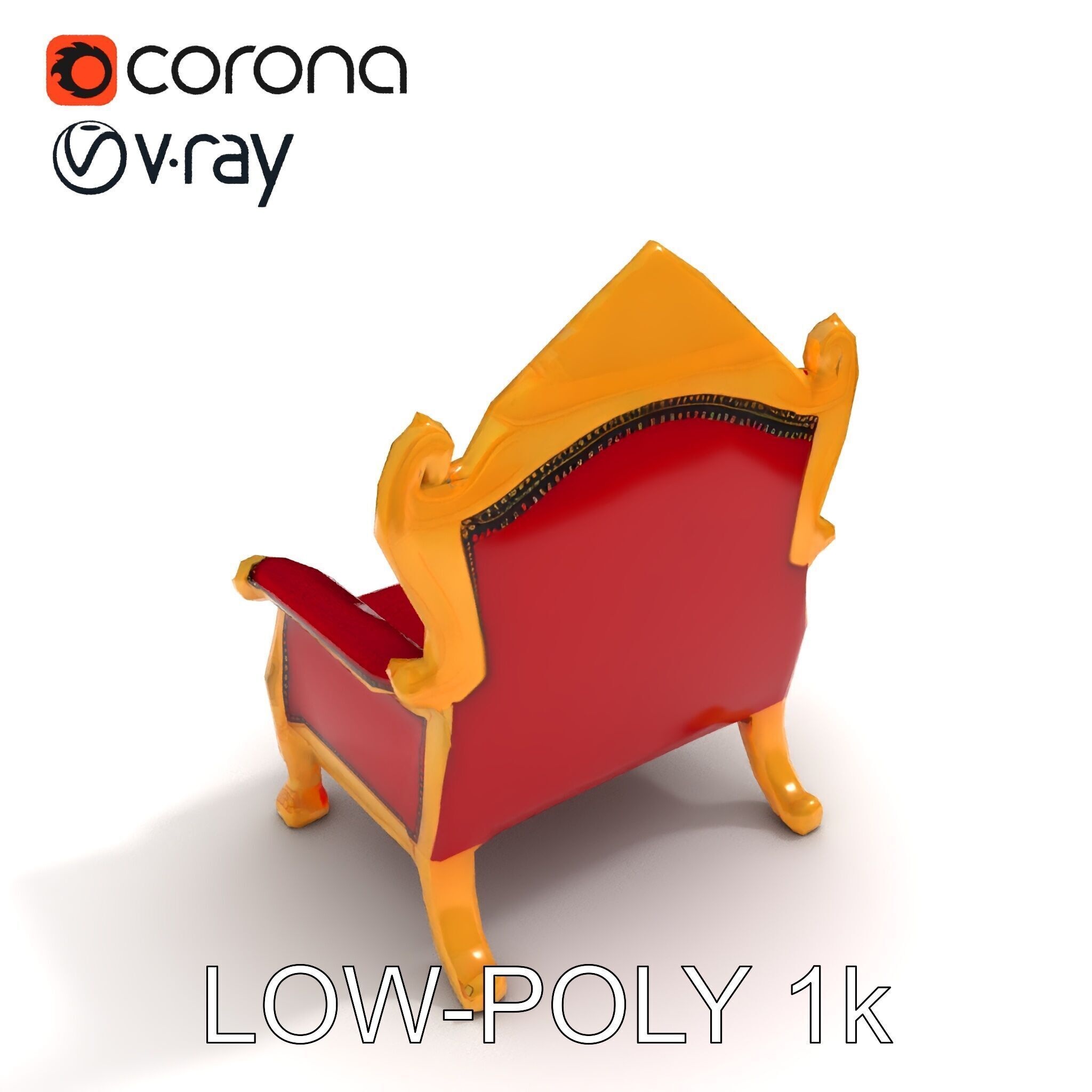Royal Throne Chair Model Pack  Detailed and Ornate Design Low-poly 3D model_25