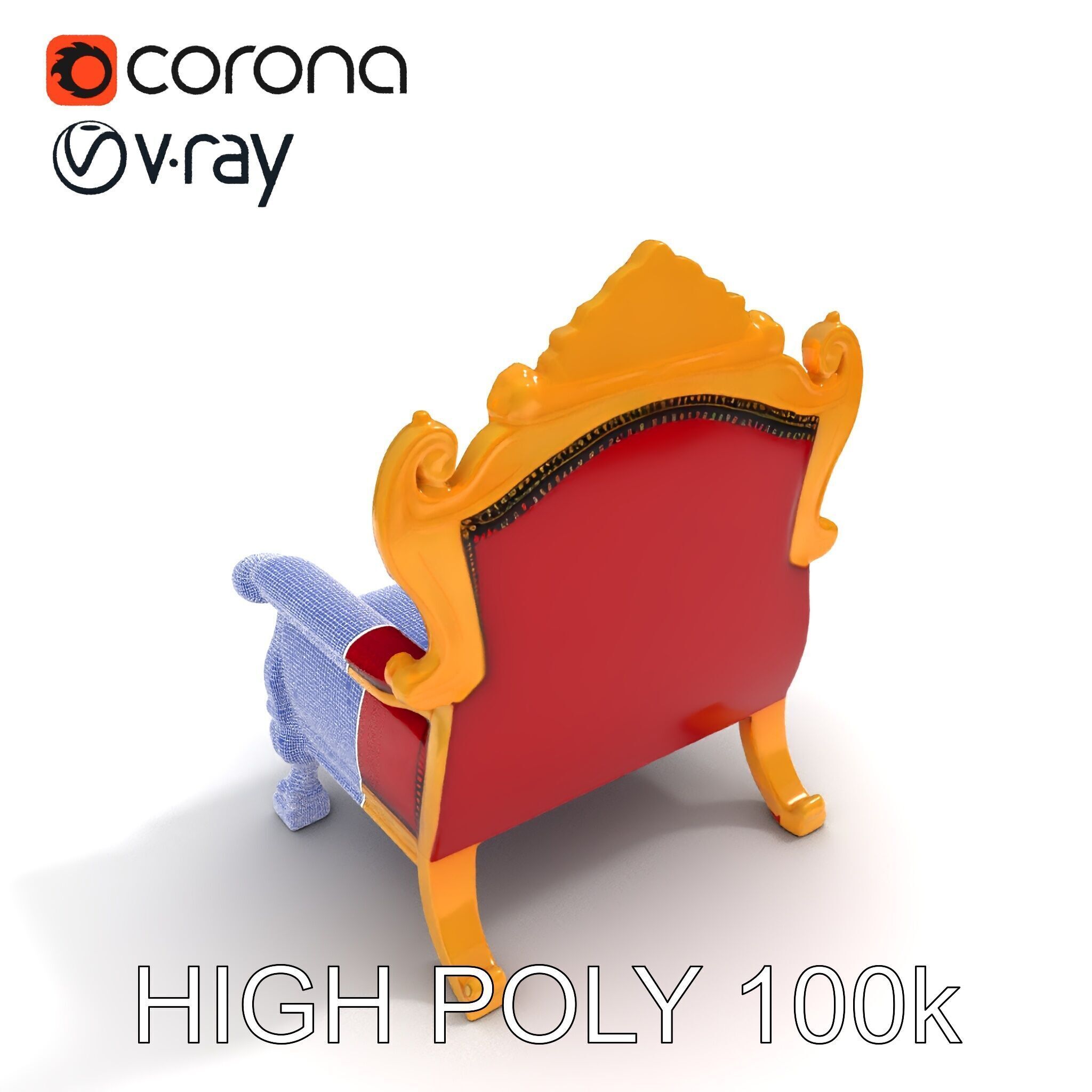 Royal Throne Chair Model Pack  Detailed and Ornate Design Low-poly 3D model_26