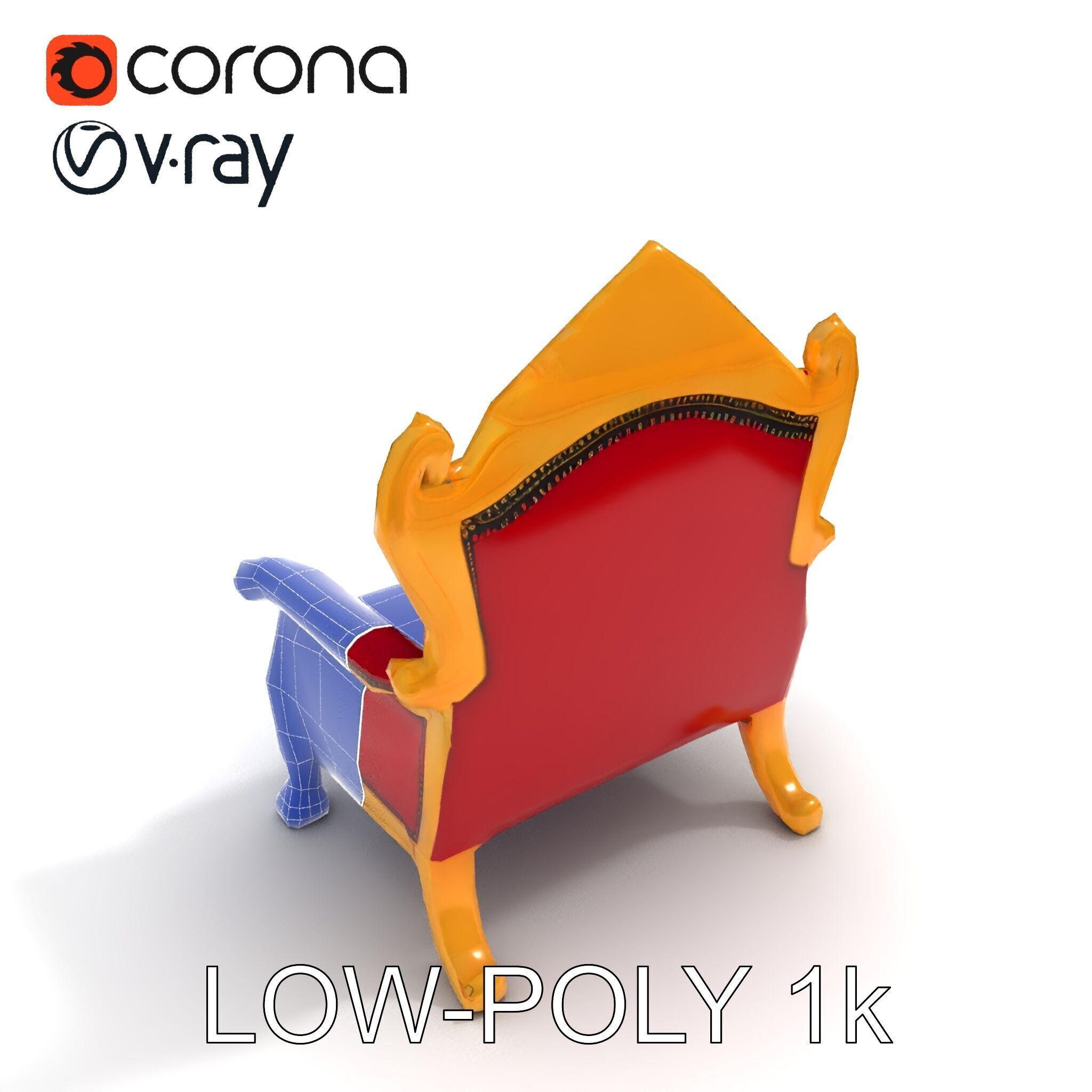 Royal Throne Chair Model Pack  Detailed and Ornate Design Low-poly 3D model_21