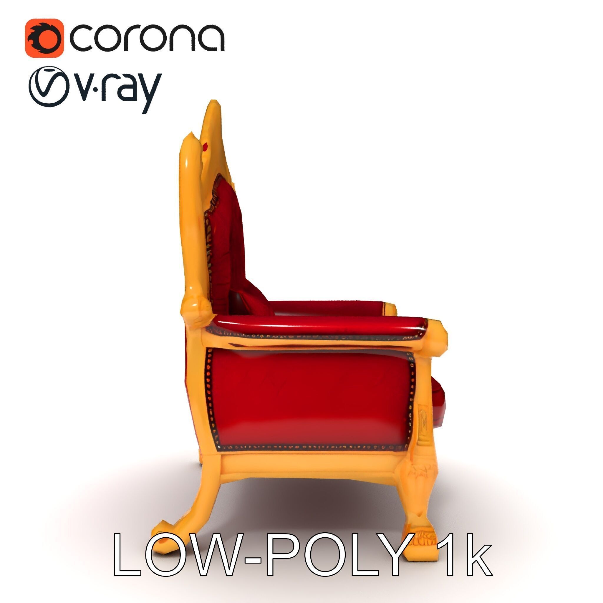Royal Throne Chair Model Pack  Detailed and Ornate Design Low-poly 3D model_31