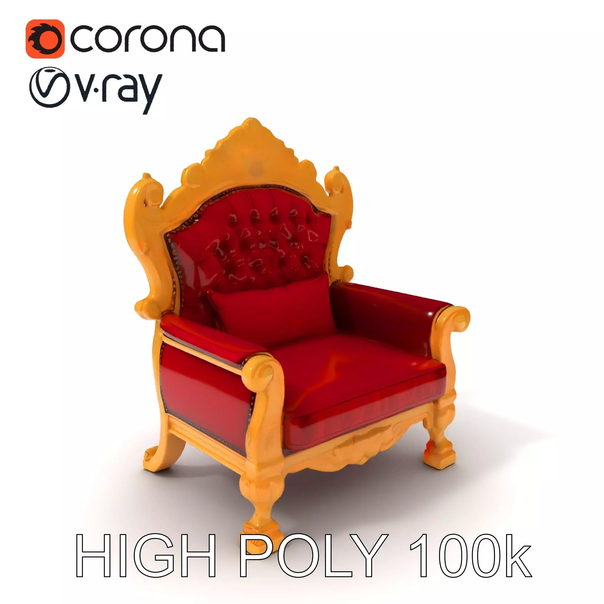 Royal Throne Chair Model Pack  Detailed and Ornate Design Low-poly 3D model_0