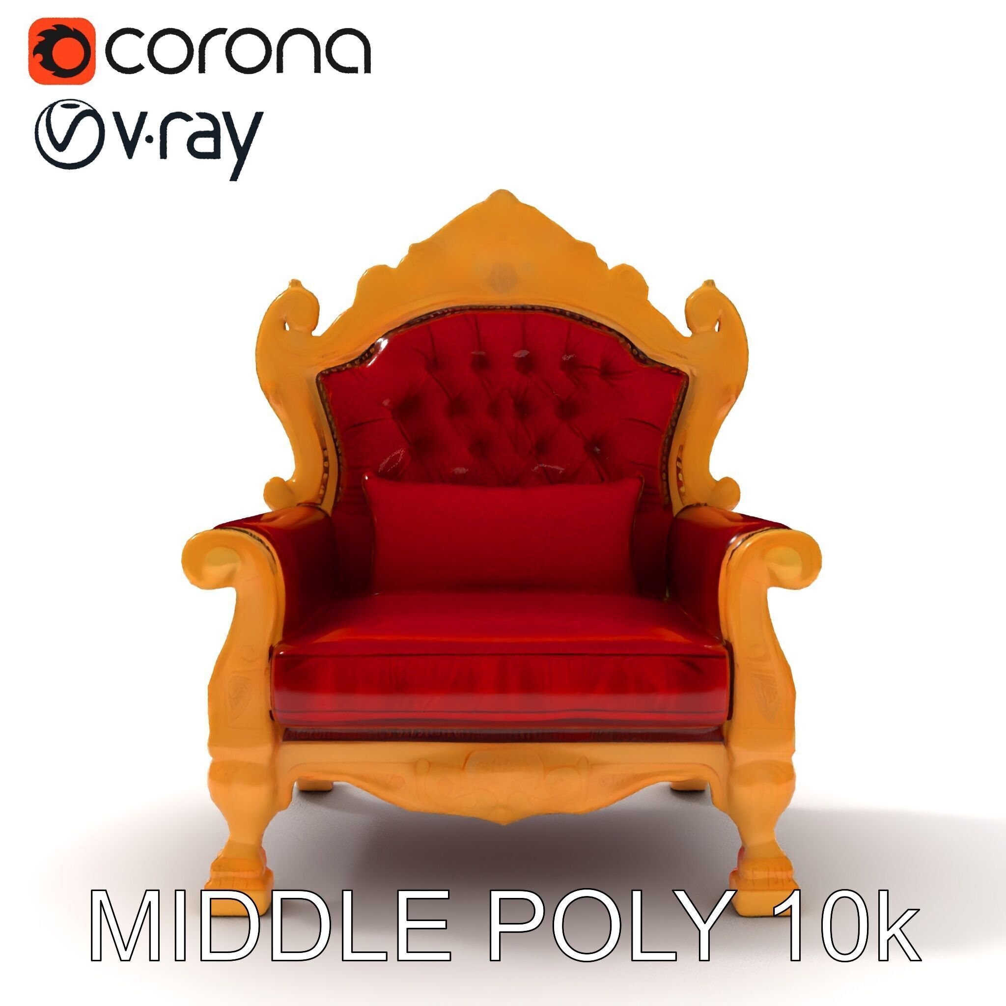 Royal Throne Chair Model Pack  Detailed and Ornate Design Low-poly 3D model_22